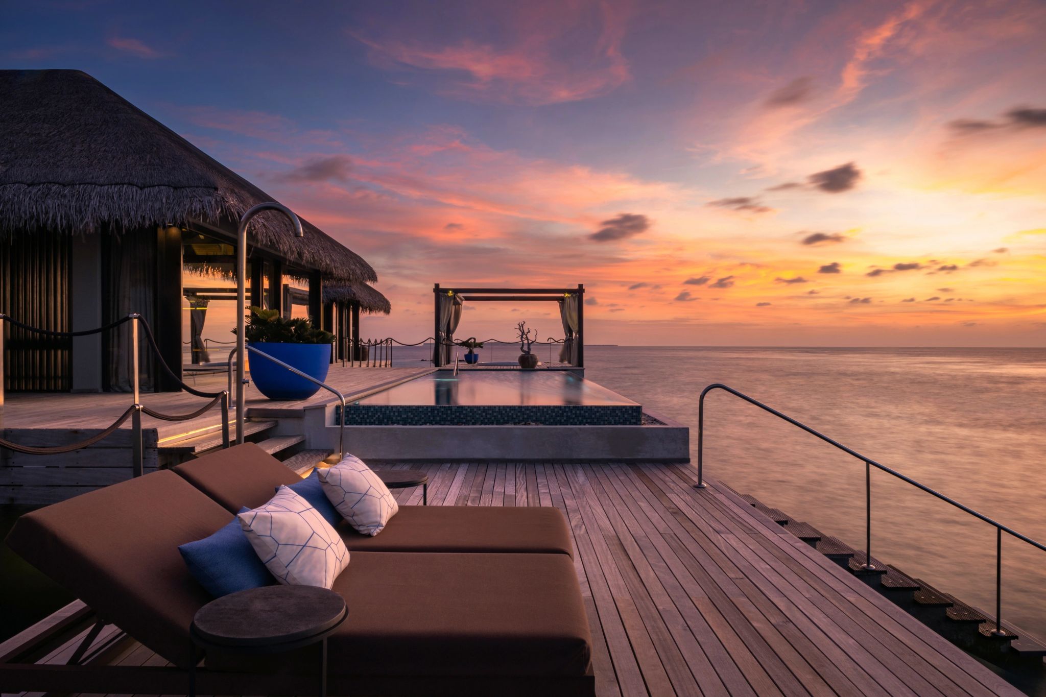 por do sol maldivas - area externa villa – villa bem-estar