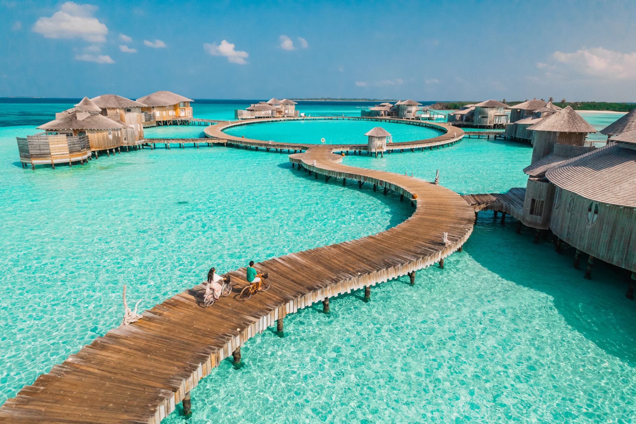 Propriedade Soneva Jani passeio de bicicleta - praia paradisiaca- hotel nas maldivas