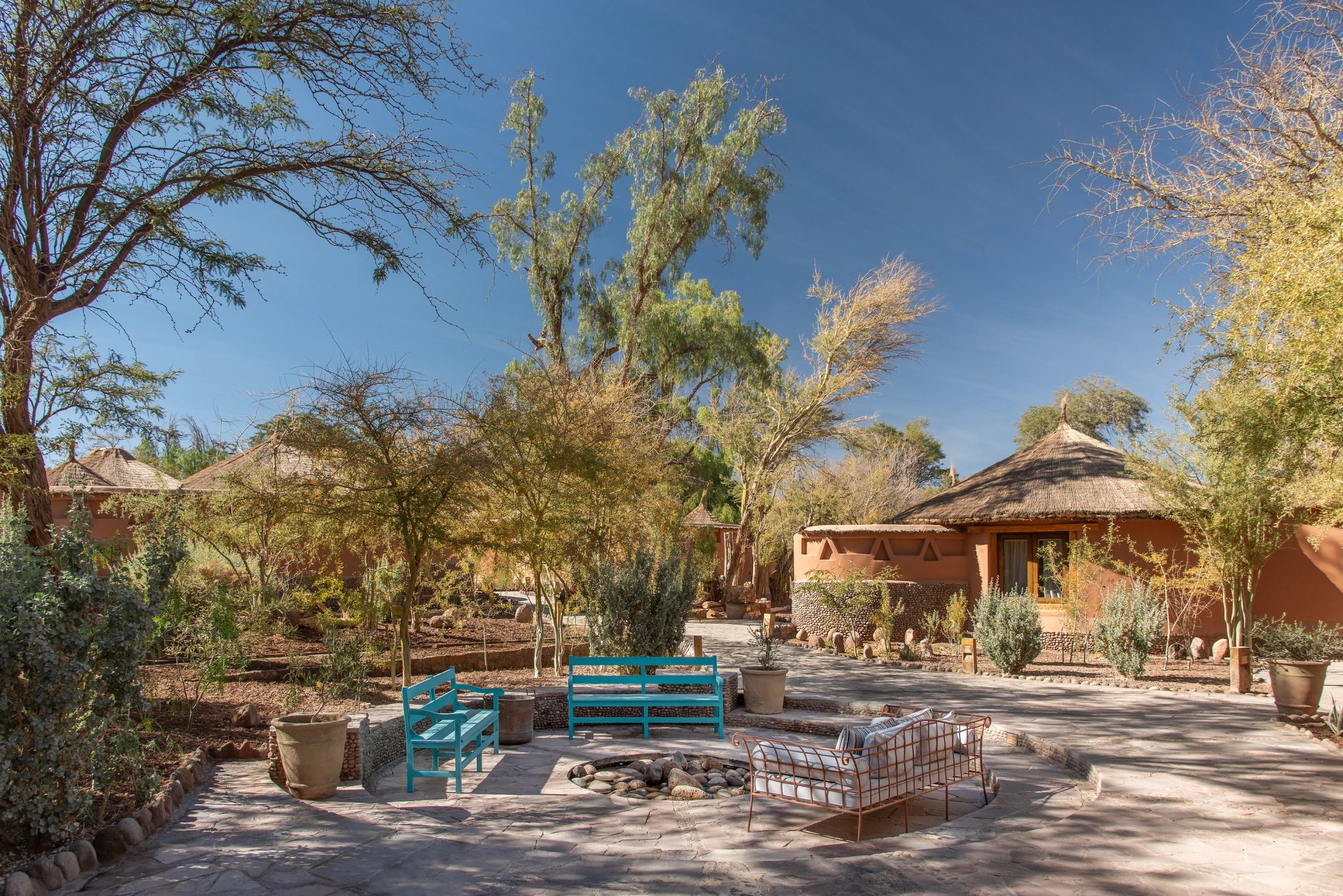 Awasi Atacama patio interno - lazer ao ar livre - arquitetura rustica