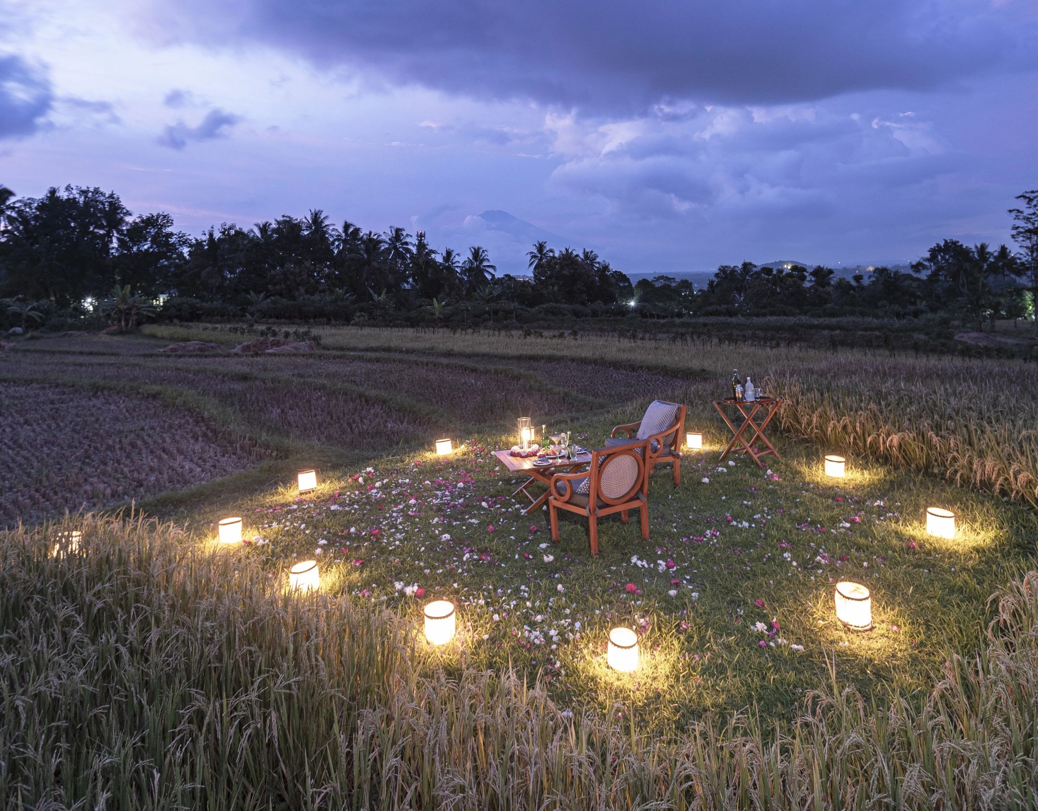 experiencia jantar - amanjiwo - campo iluminado