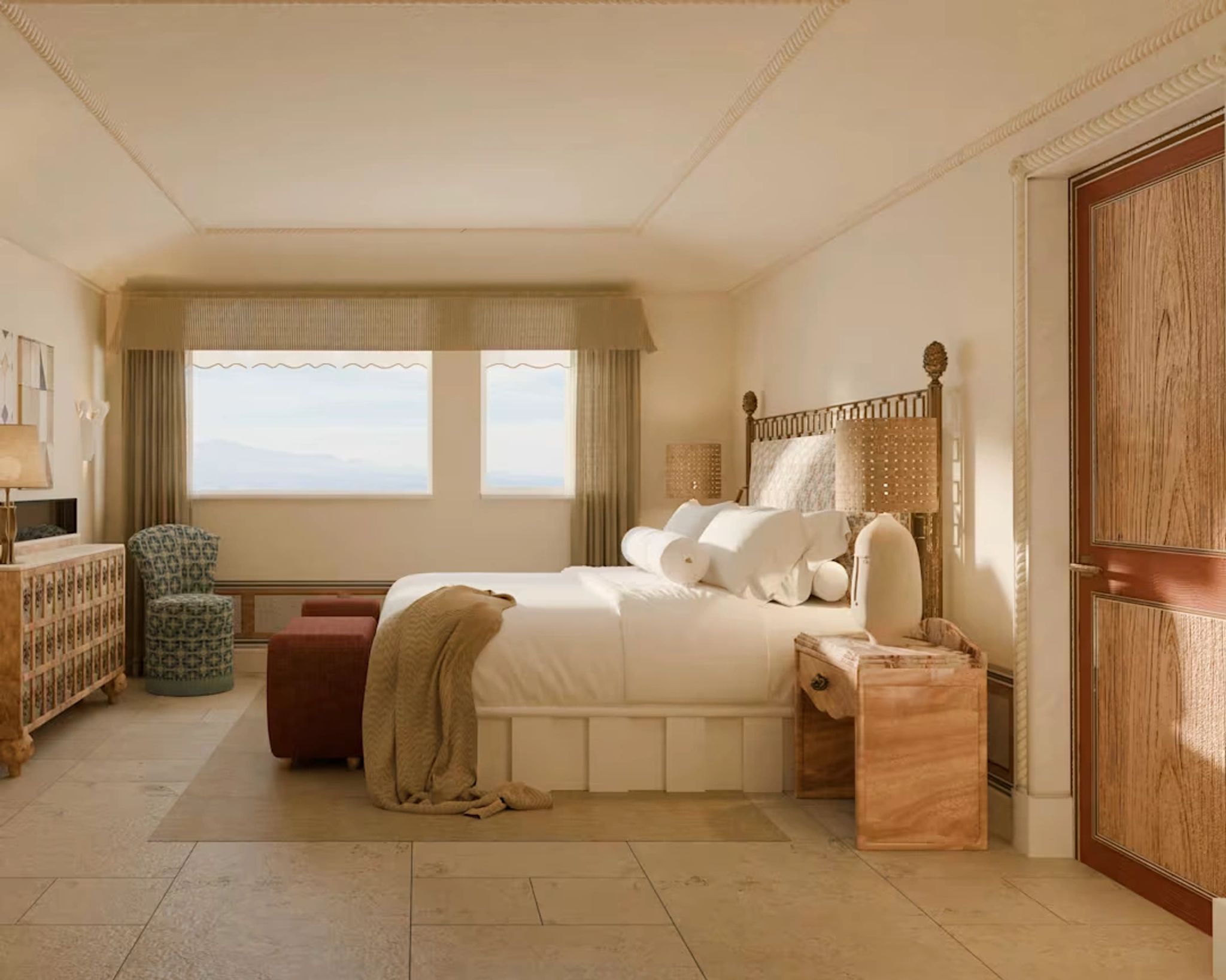 cama king - villa timeo premium suite - quarto vista mar