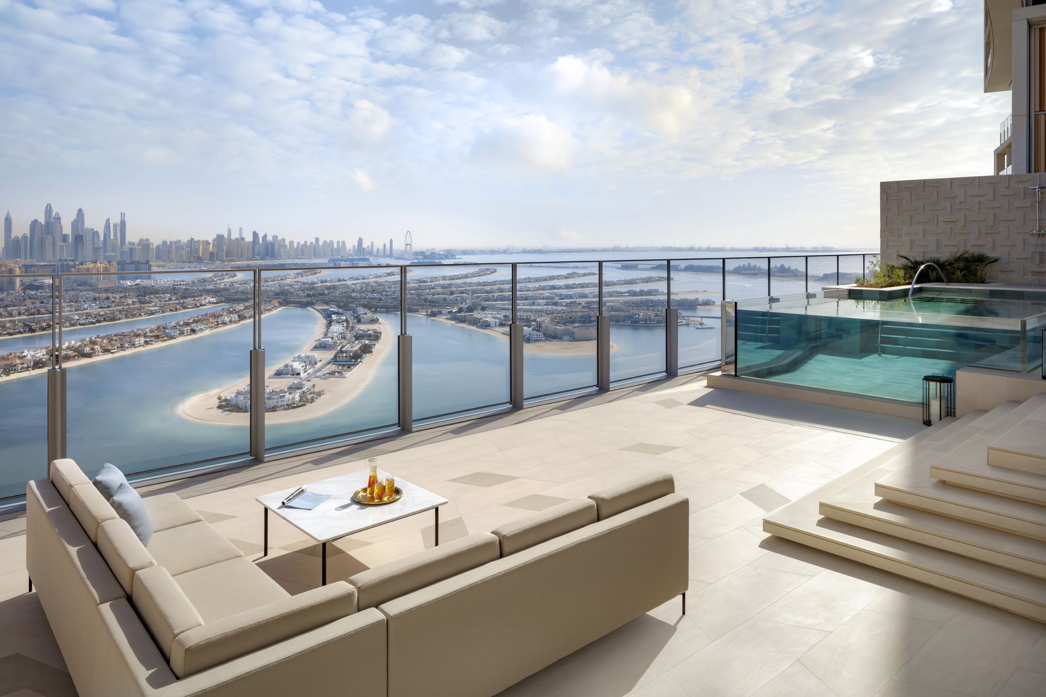 area gourmet com piscina – vista palm island – varanda penthouse skyscape 