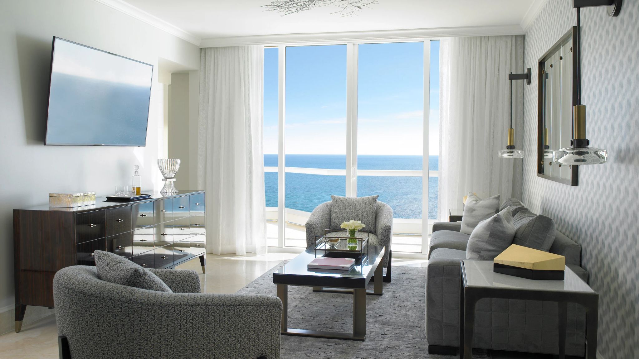 sala vista mar - suite com sala - sala ampla - sala moderna - suite em miami