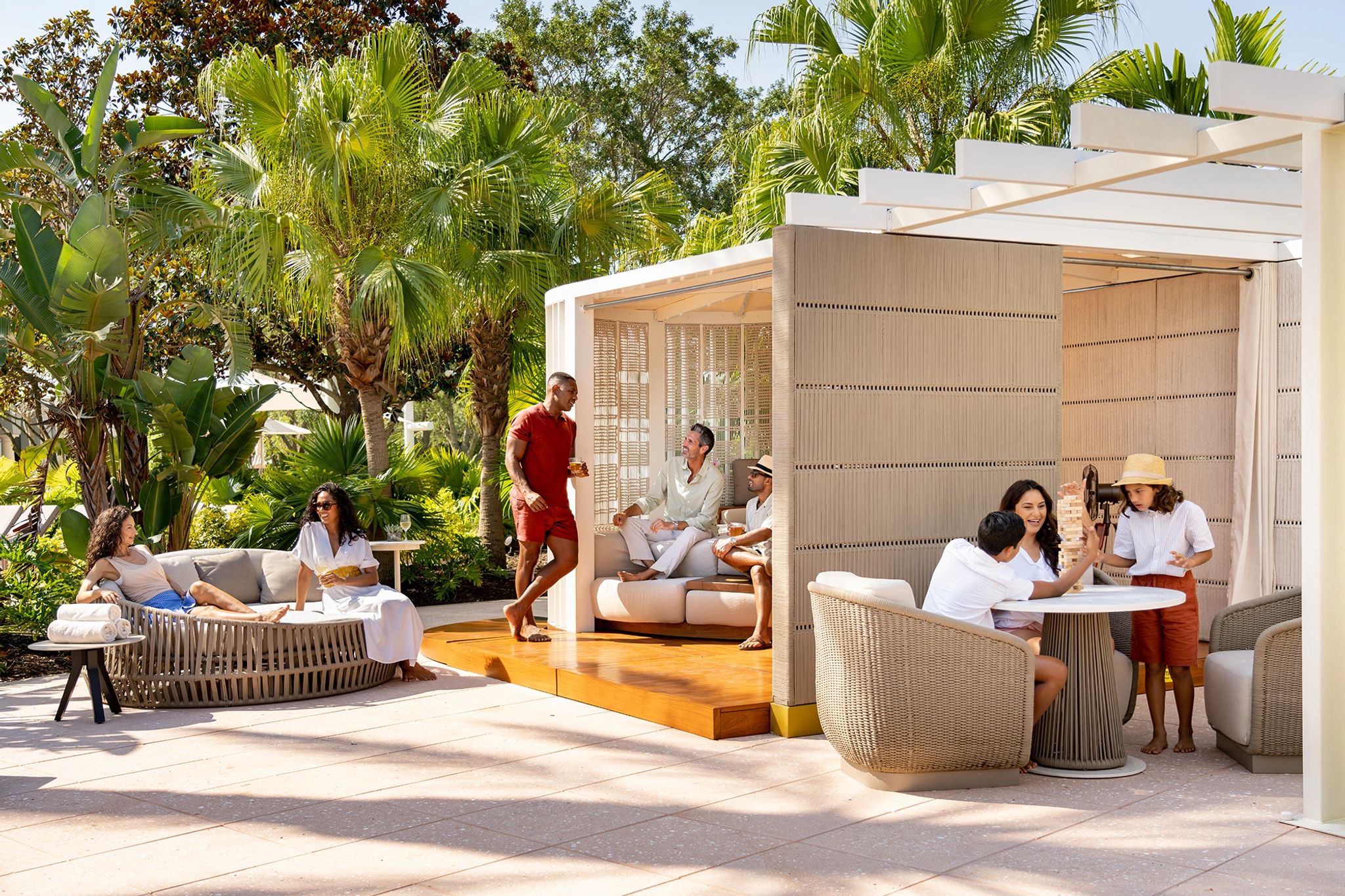 cabana beira piscina - lazer ao ar livre - viagem com amigos