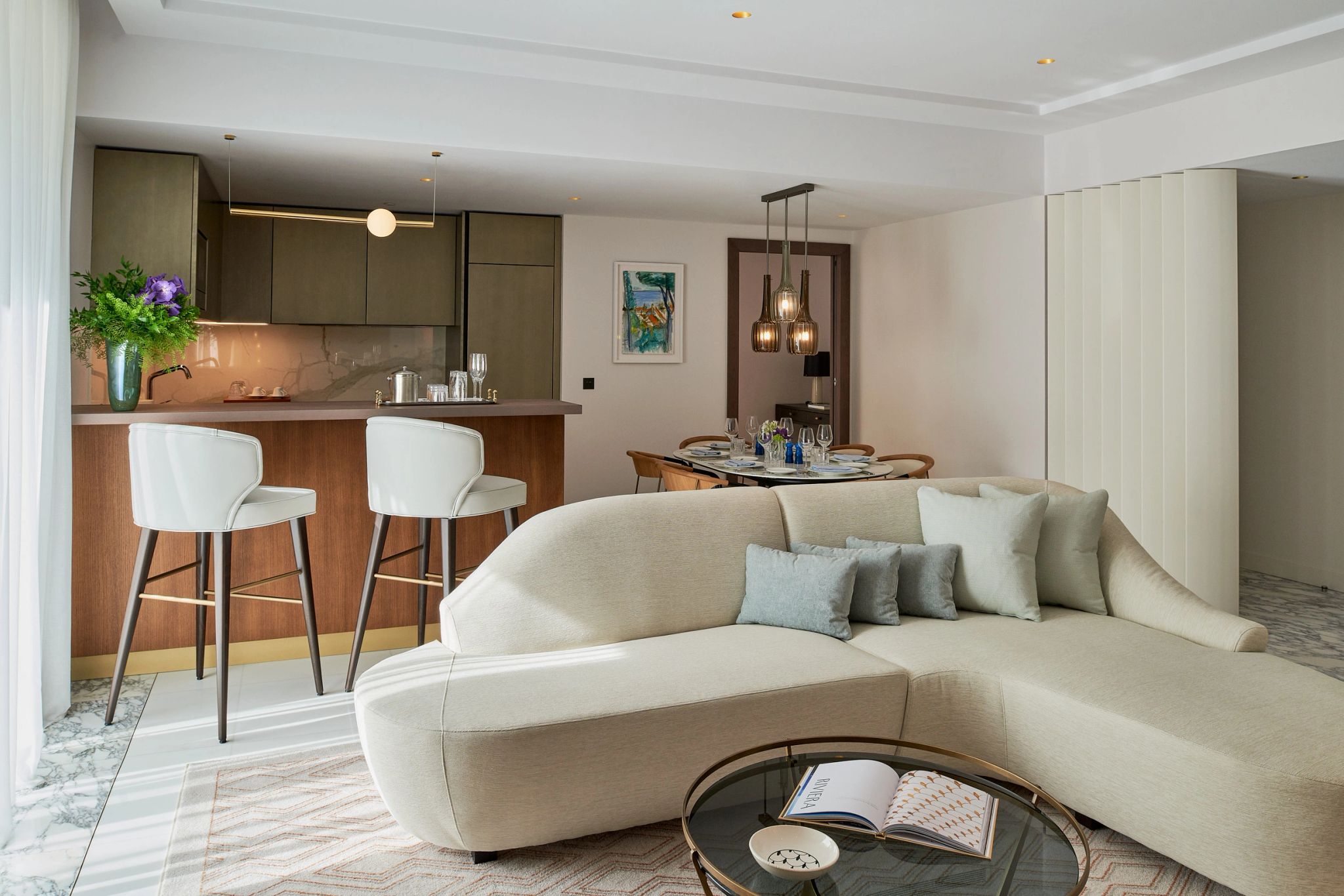 One Bedroom Residence City View sala de estar - cozinha moderna - area gourmet