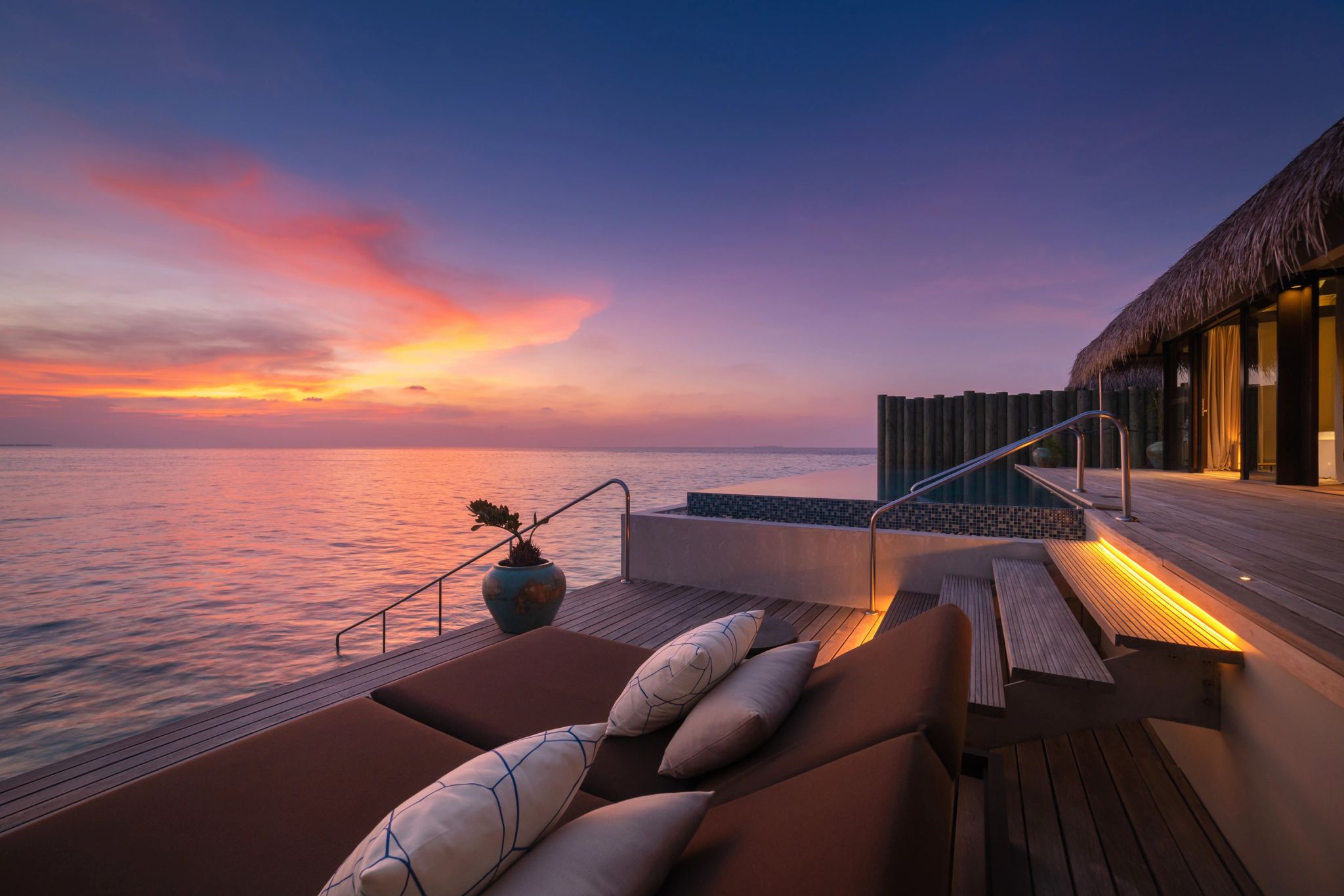 por do sol nas maldivas - area externa suite – vista para o mar