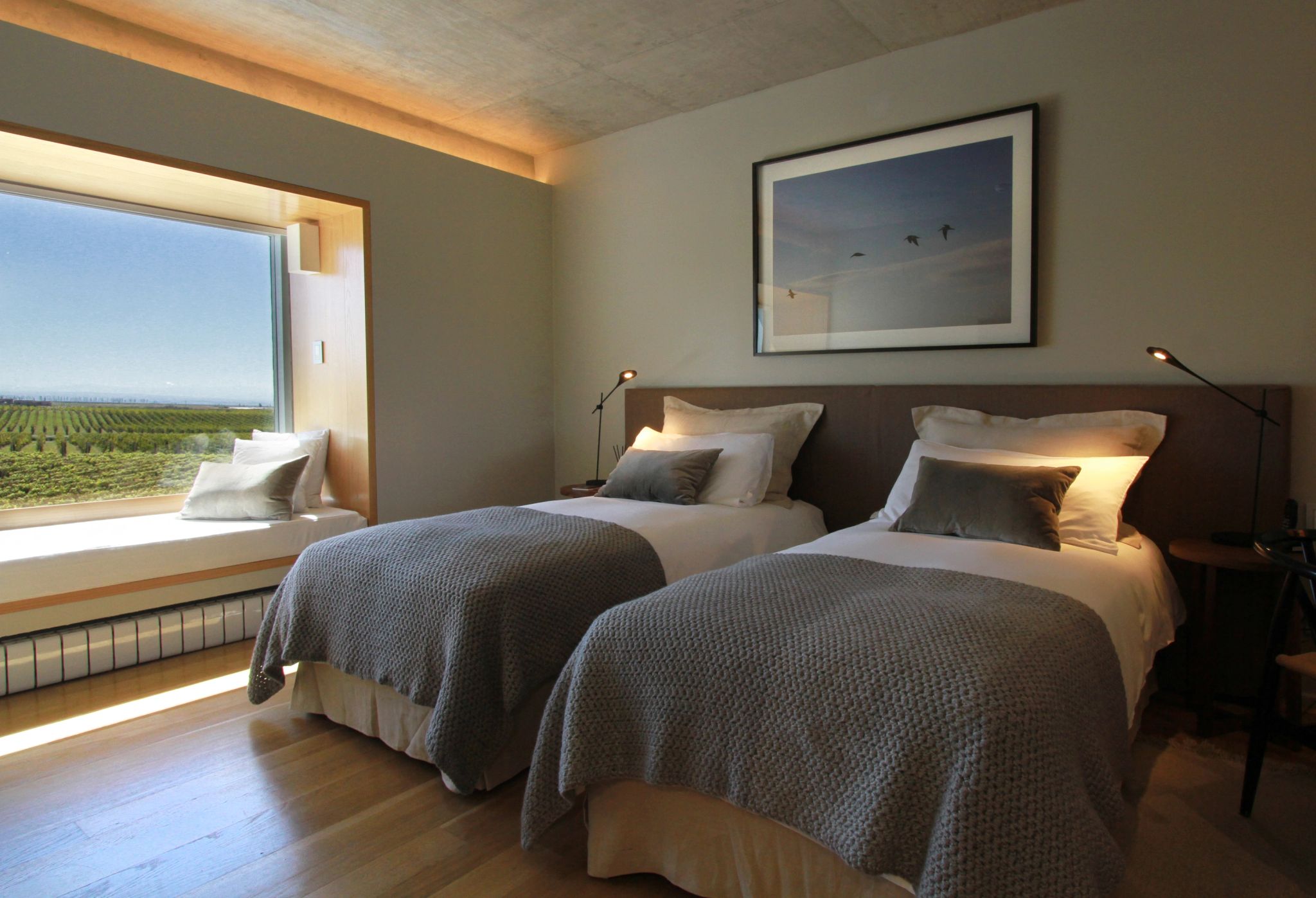 Cordón del Plata camas twin- vista vinhedos - quarto de luxo