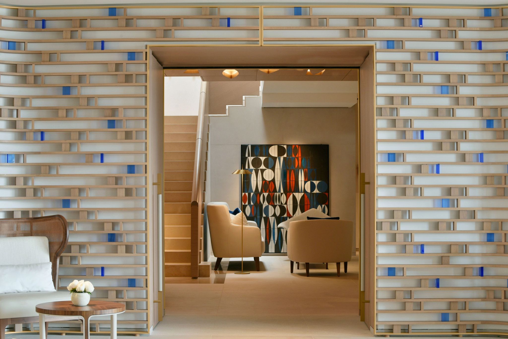 Lobby do hotel  lobby de luxo – design moderno – sala de estar