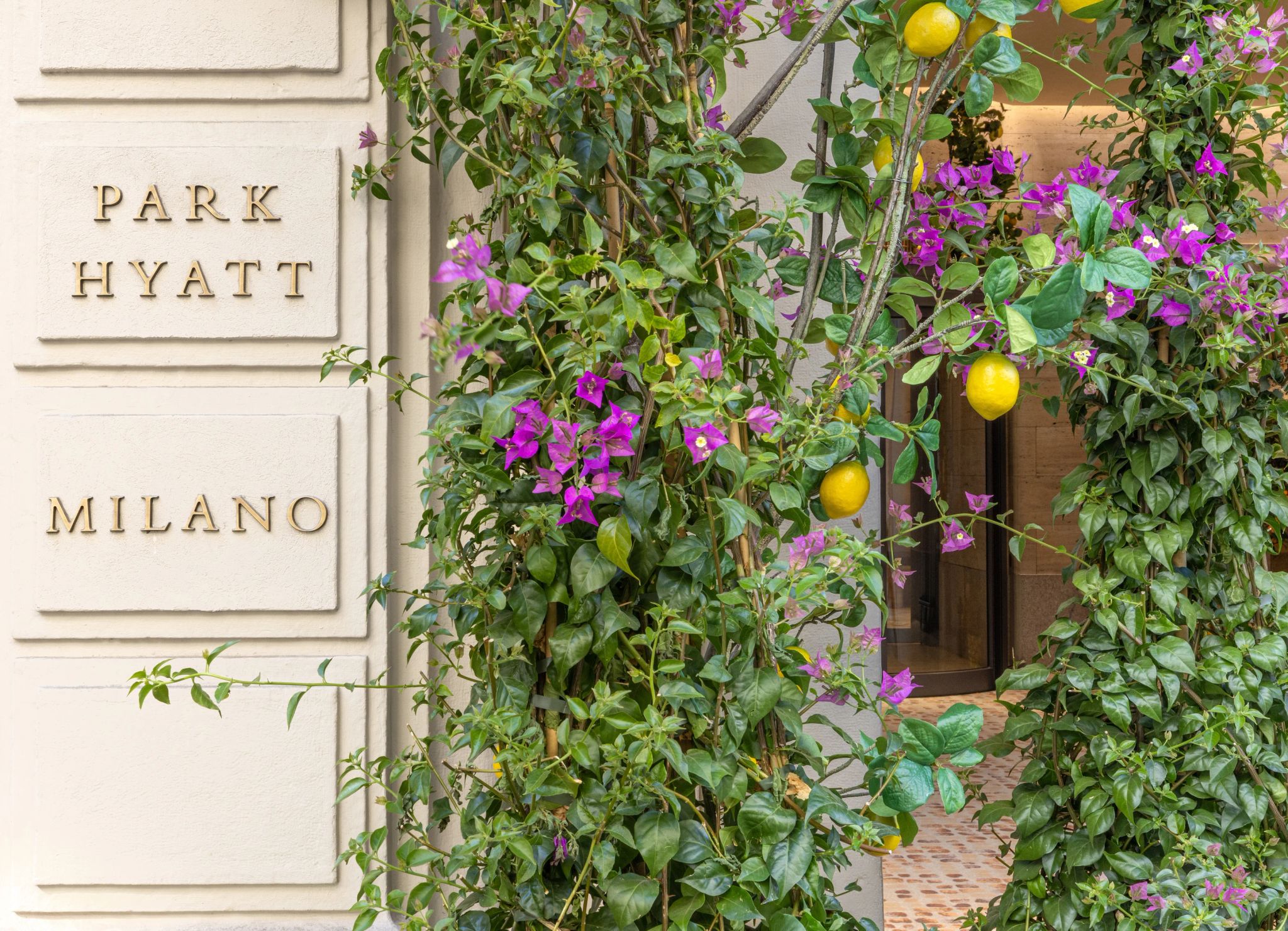 hotel com jardim –  hotel park hyatt milao – entrada de luxo hotel italia