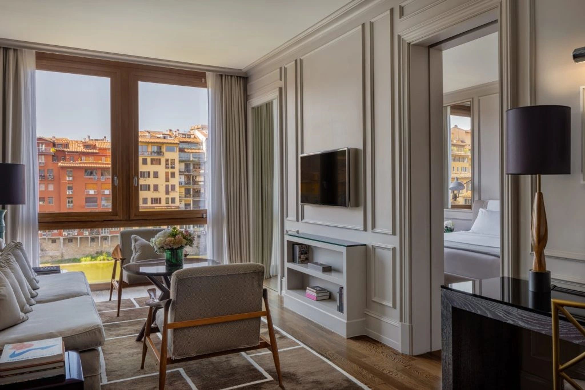 Studio Deluxe River View sala de estar - quarto com sofa - sofa confortavel
