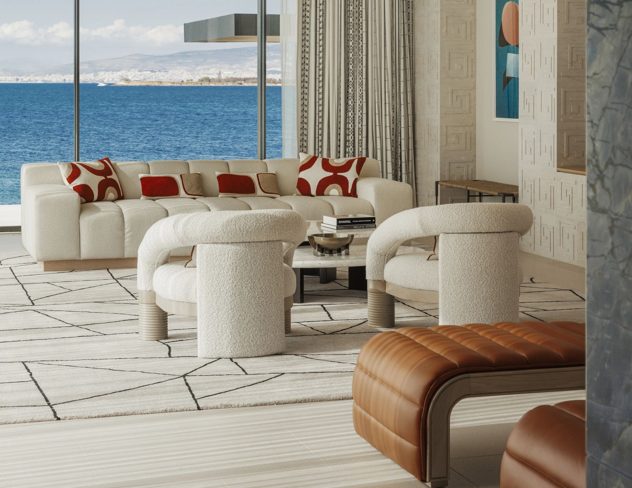 Villa One sala de estar – decoracao moderna – vista mar