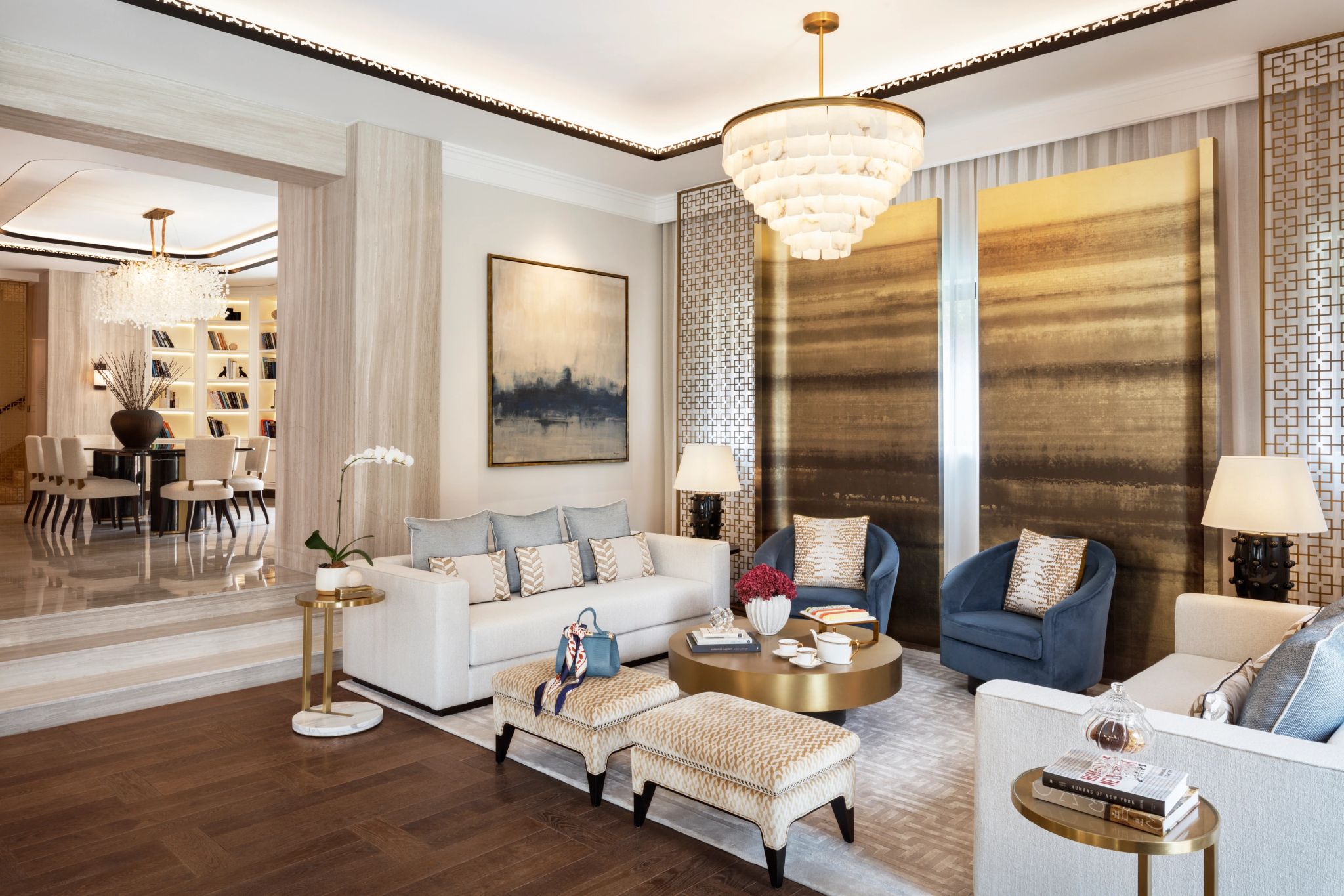 sala integrada - decoracao arabe - sofa de luxo