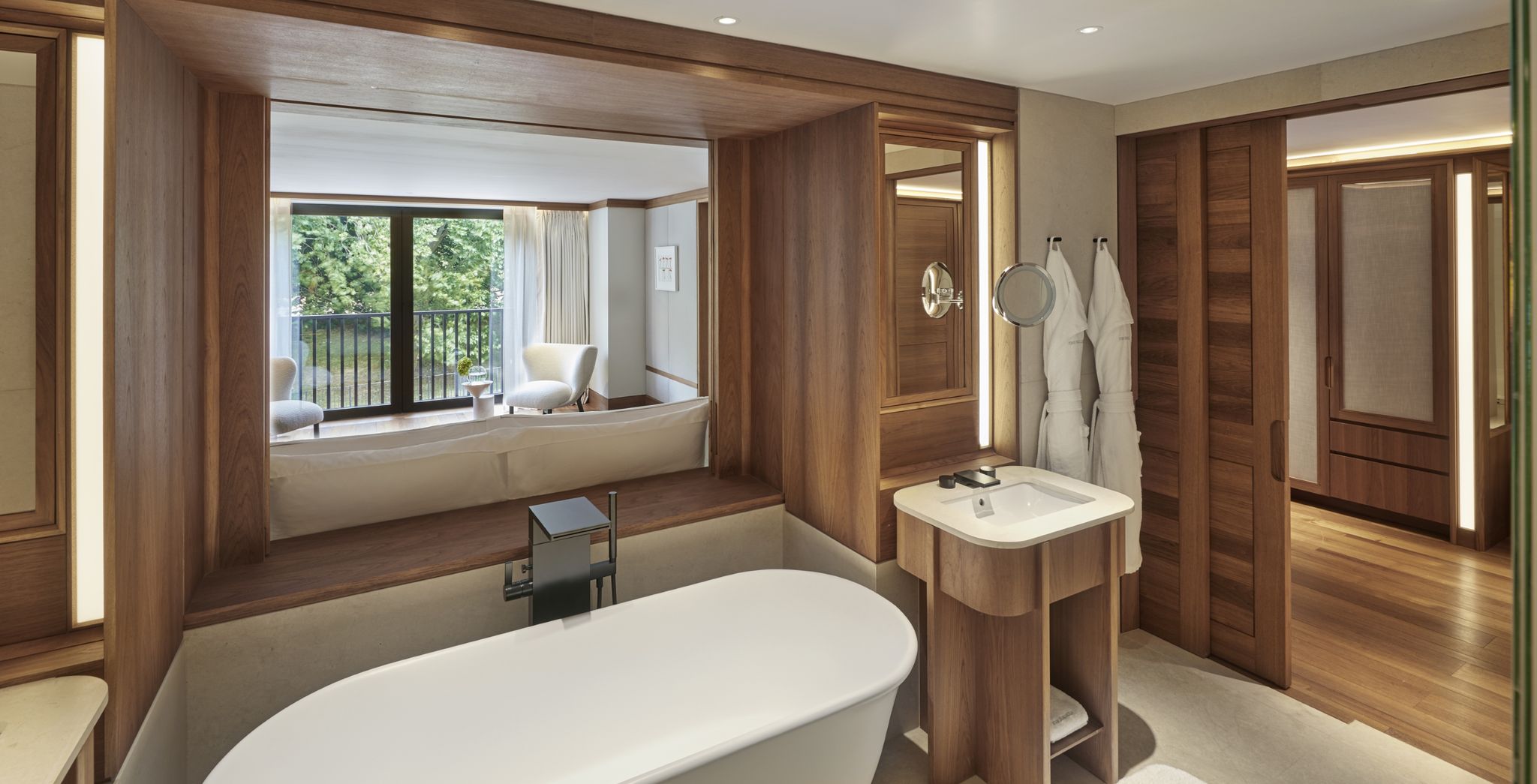 banho de banheira – banheiro de luxo – banheiro em madeira