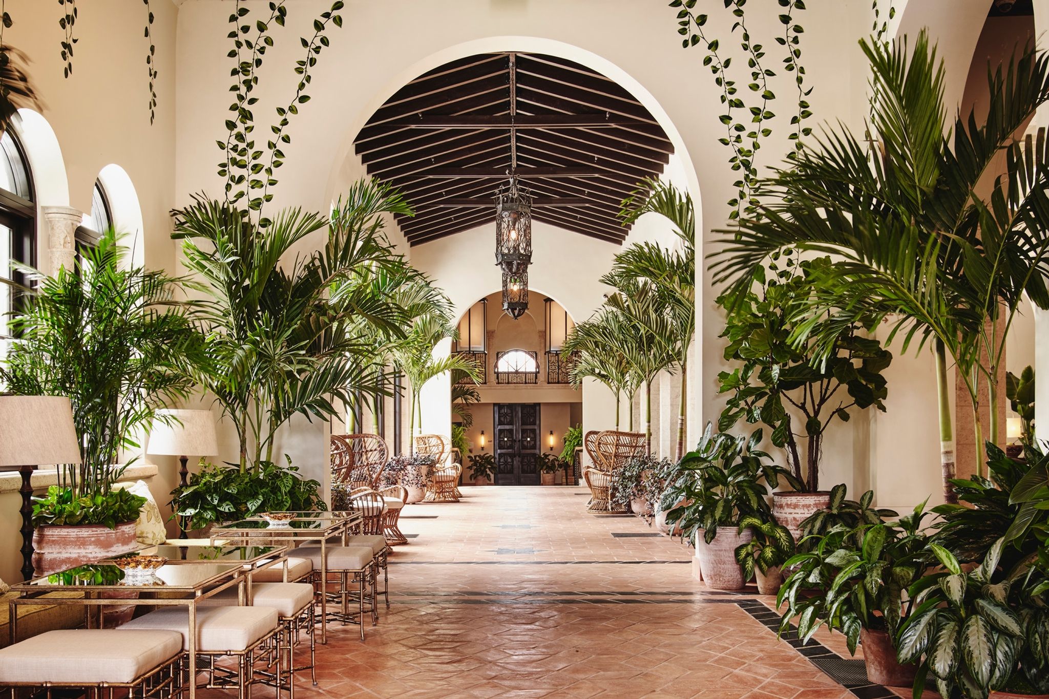 lobby de hotel - area verde - plantas decorativas - lobby de luxo