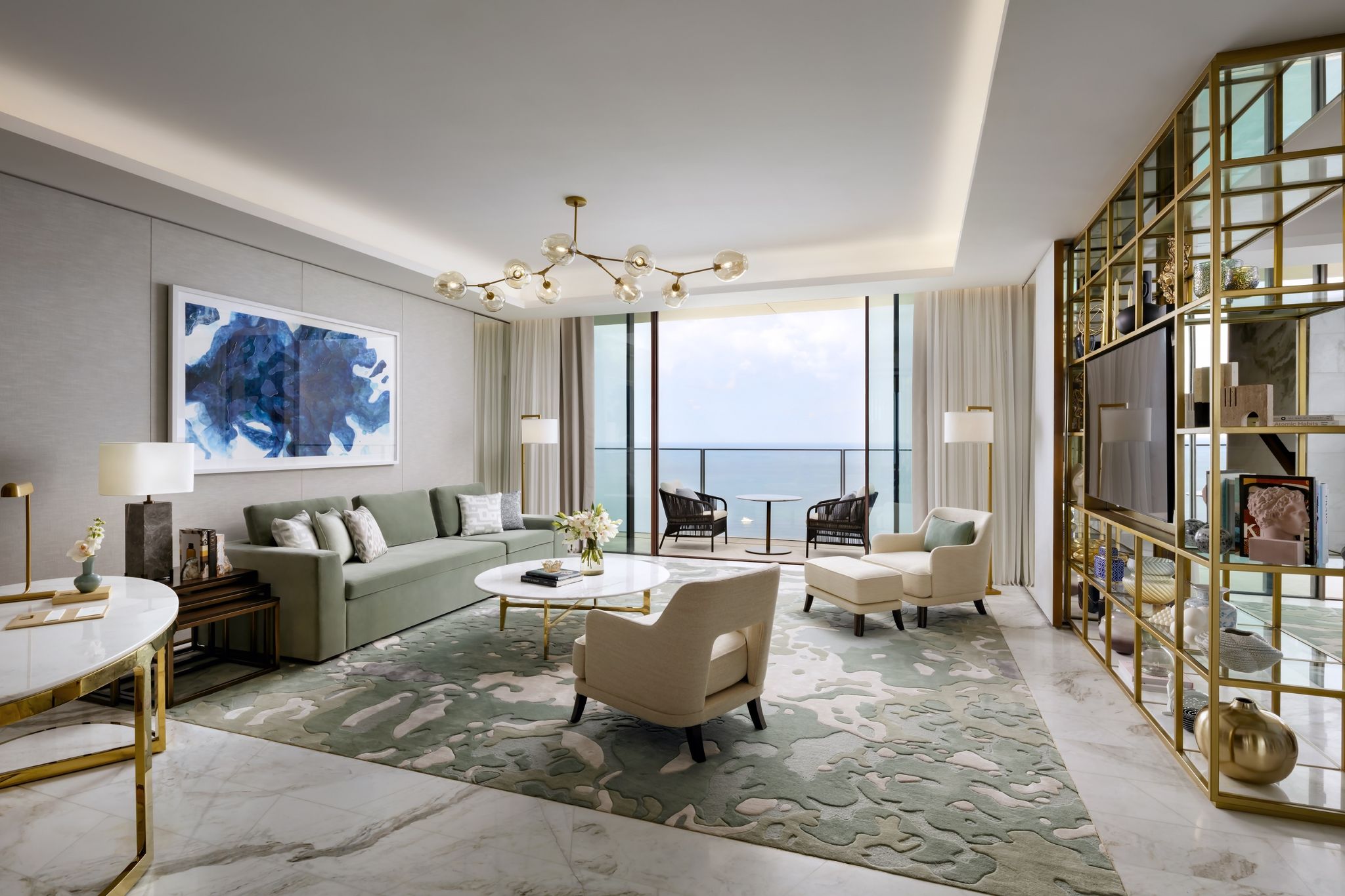 lustre moderno – design de interiores – sala de estar da suite