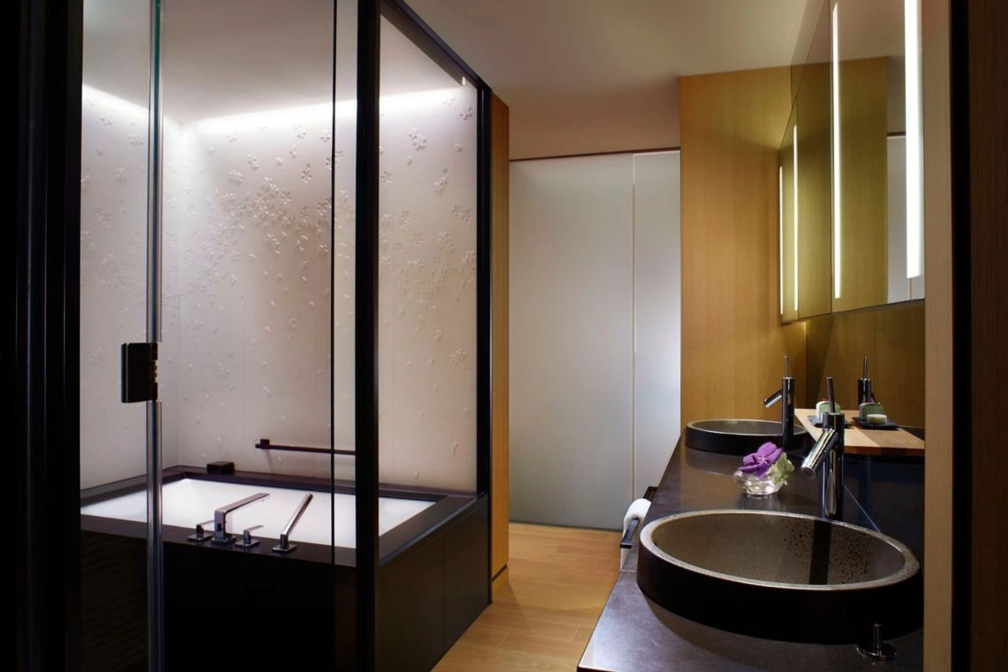 Deluxe Kyoto banheiro moderno - banheira chuveiro separado - decoracao japonesa