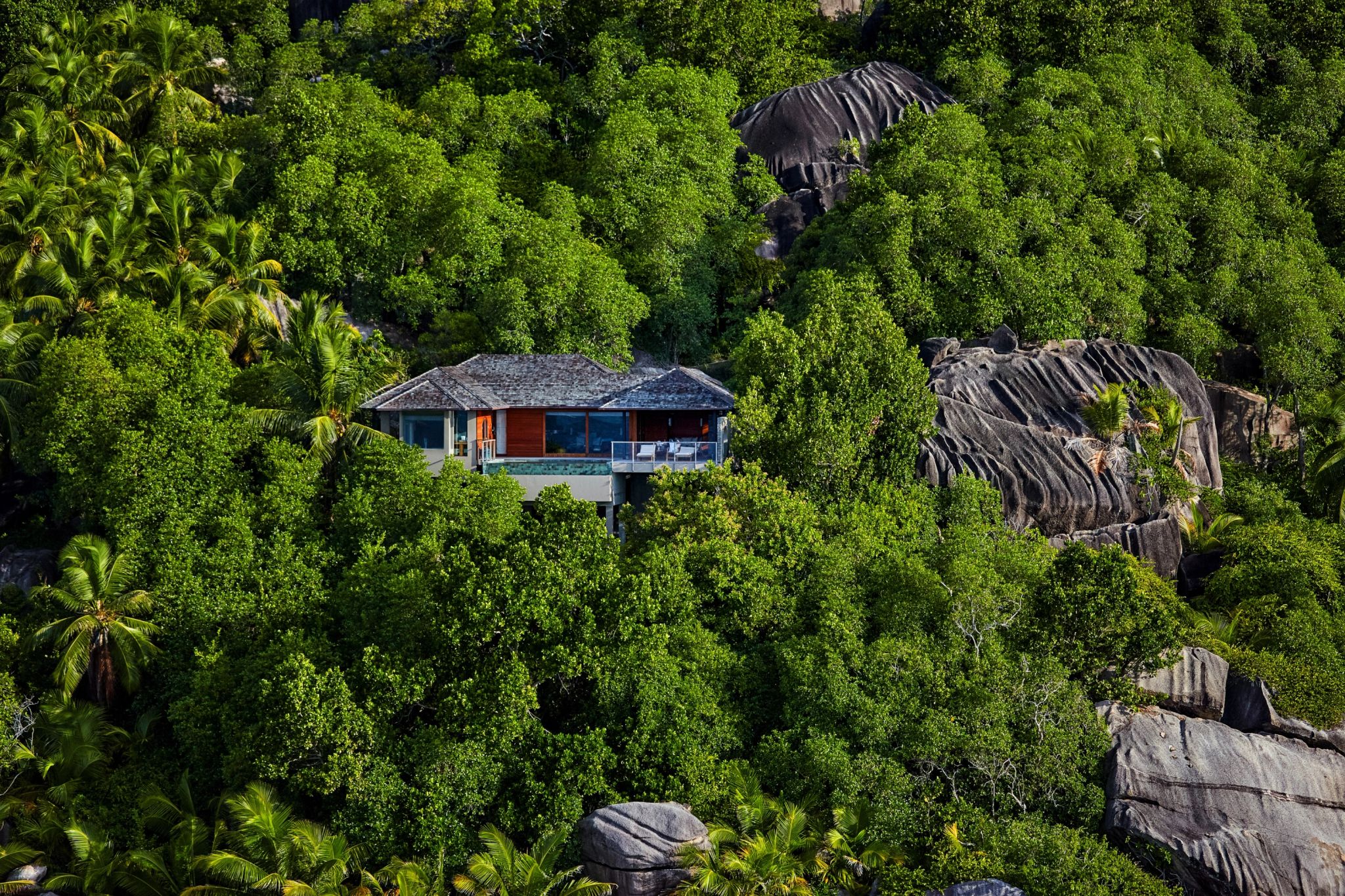 Six Senses Zil Pasyon arquitetura sustentavel seychelles - vista aerea resort - hotel ilha privada