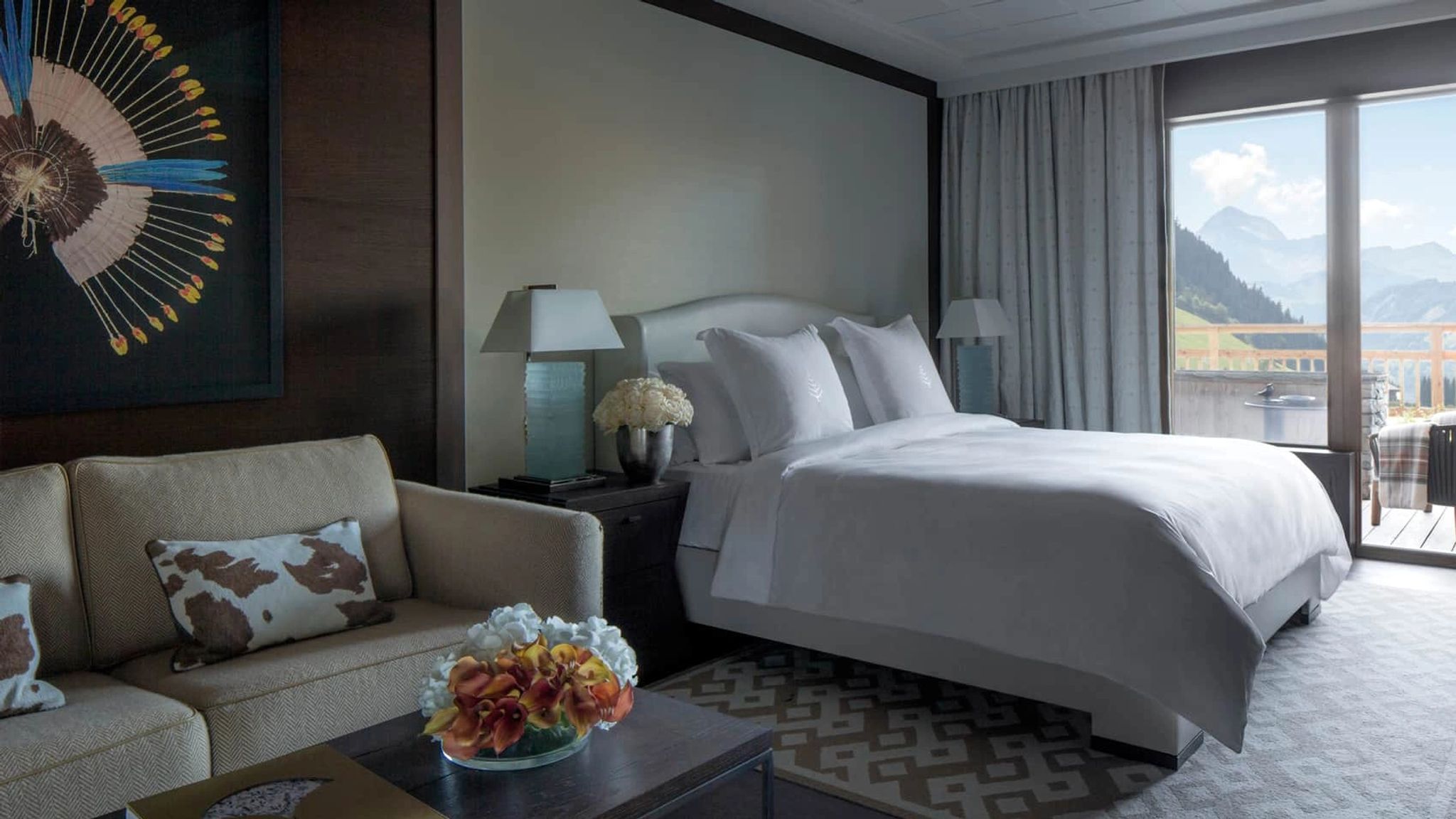 Four Seasons Mountain View cama king-size - quarto elegante - decoracao alpina