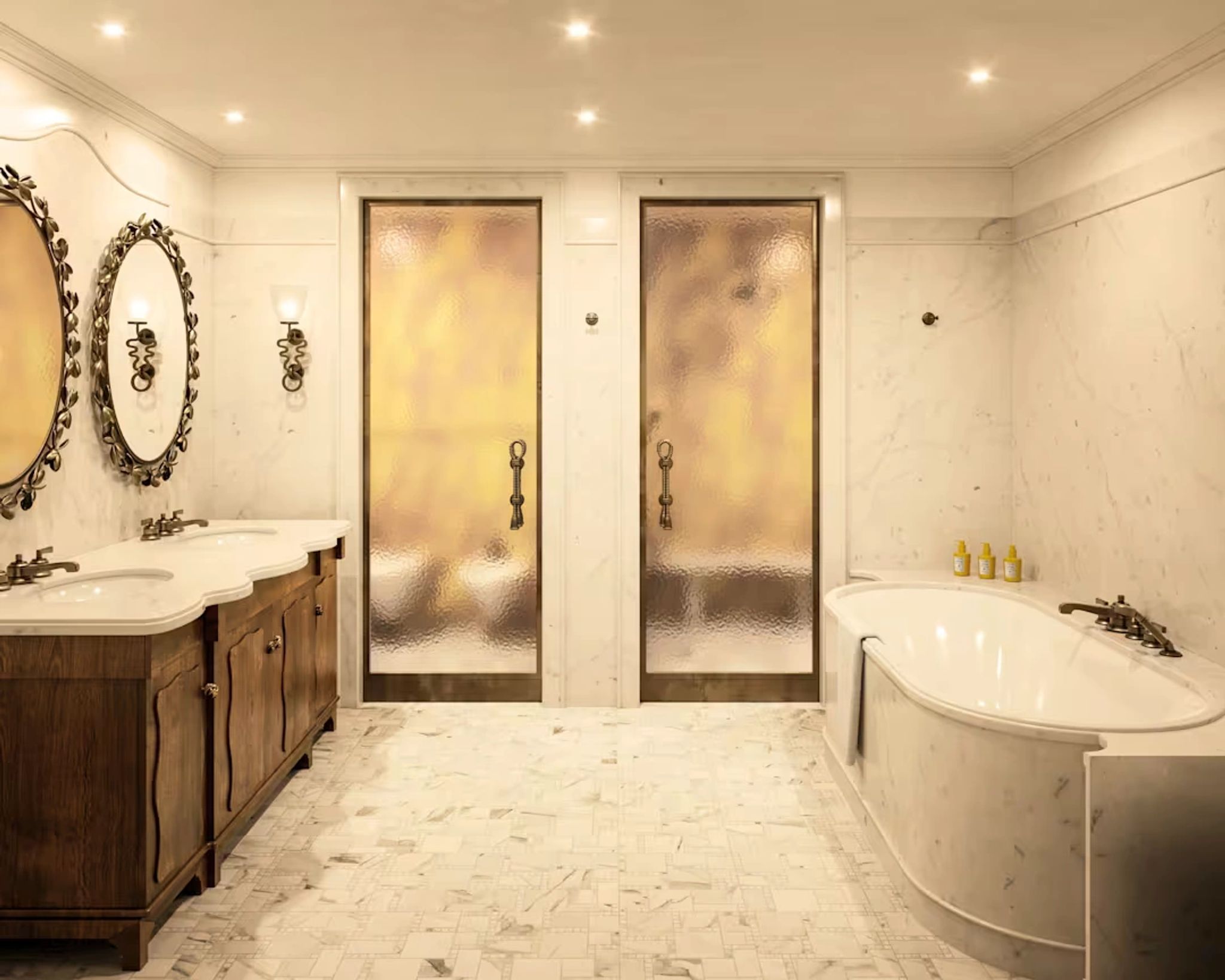 Clementina Suite banheiro marmore - banheira hidromassagem - chuveiro rain shower