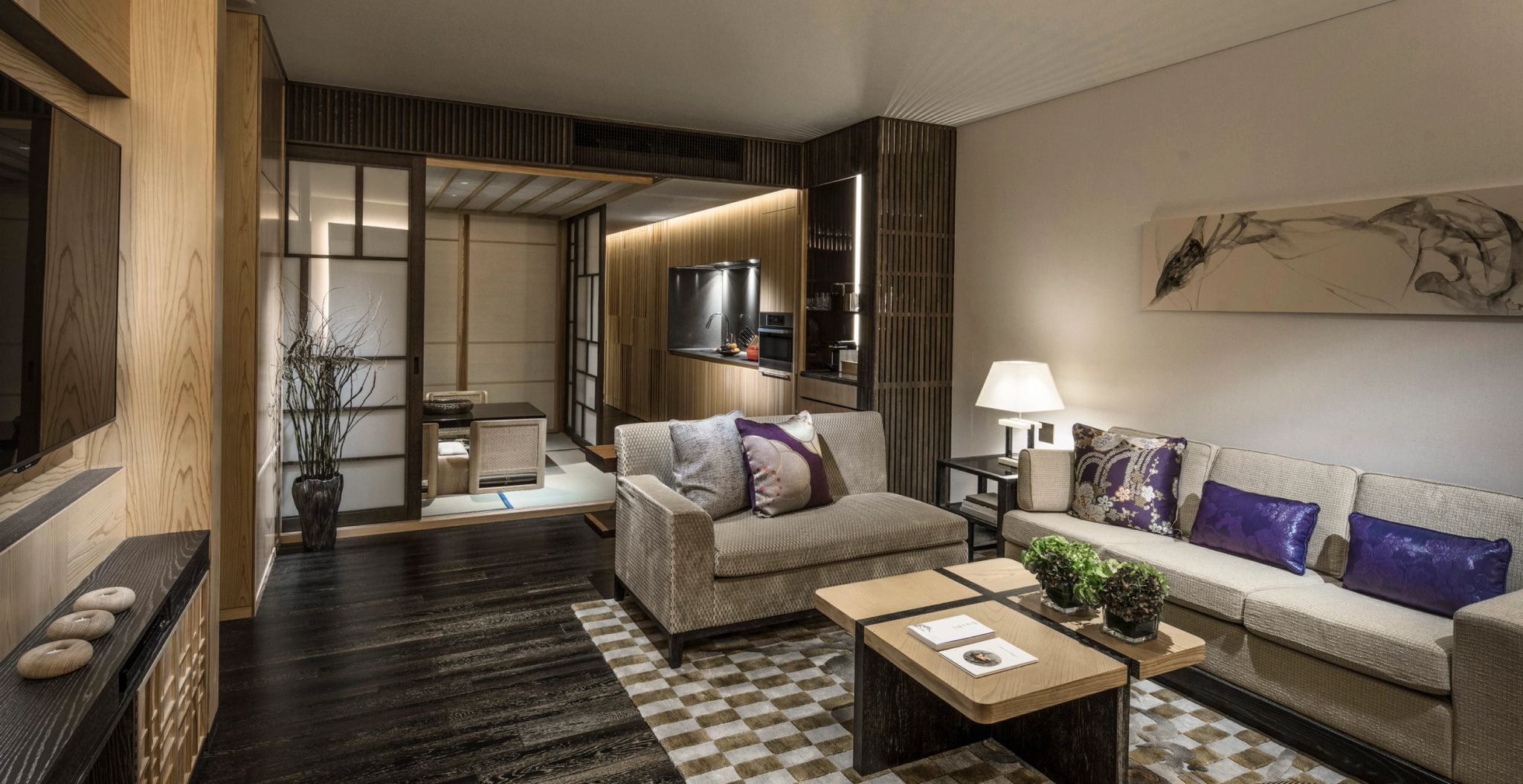 One Bedroom Tatami Dining Residence sala de estar – design moderno – residencia de luxo