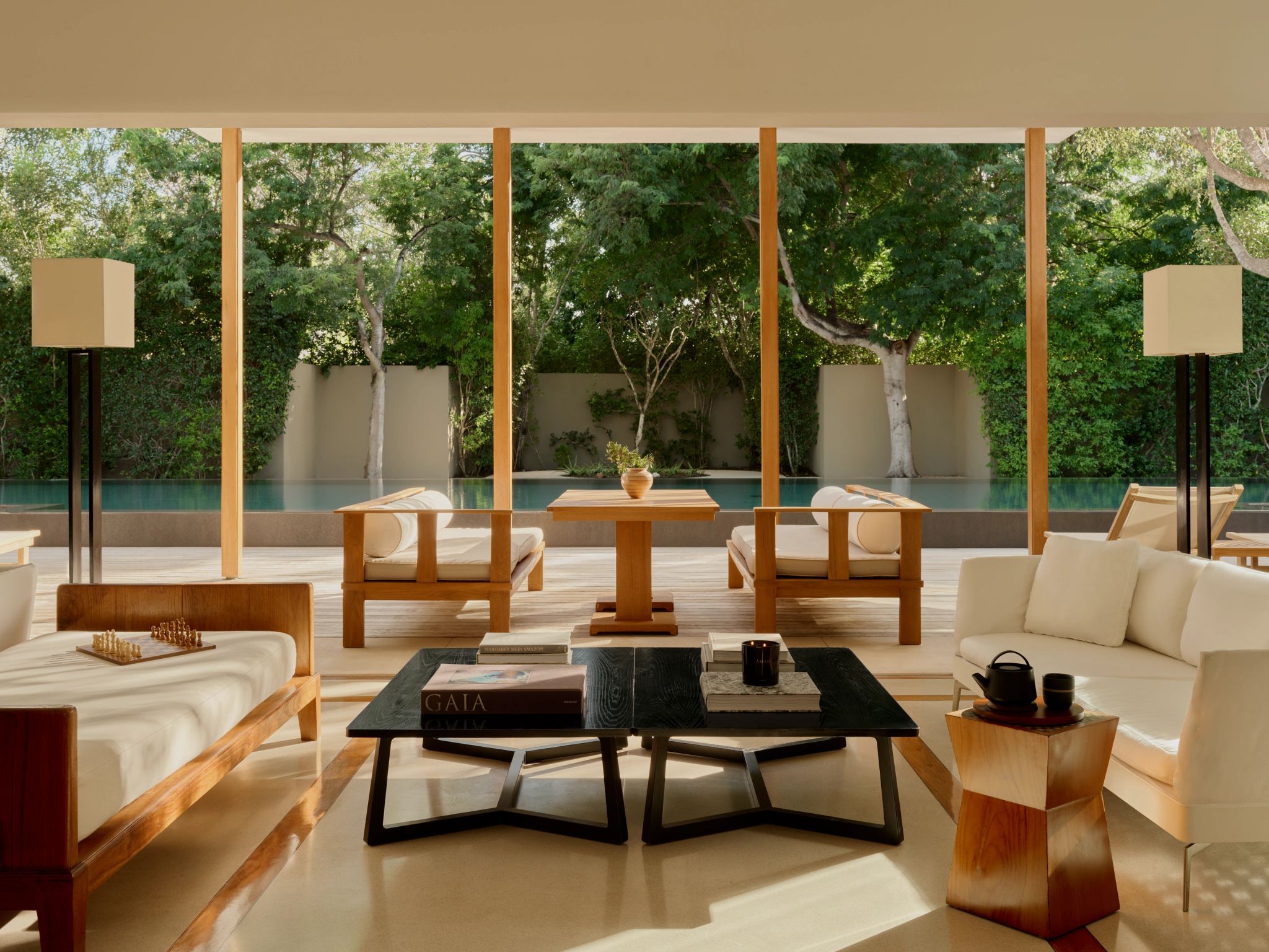 Two Bedroom Pool Villa sala de estar - vila com piscina - decoracao clean