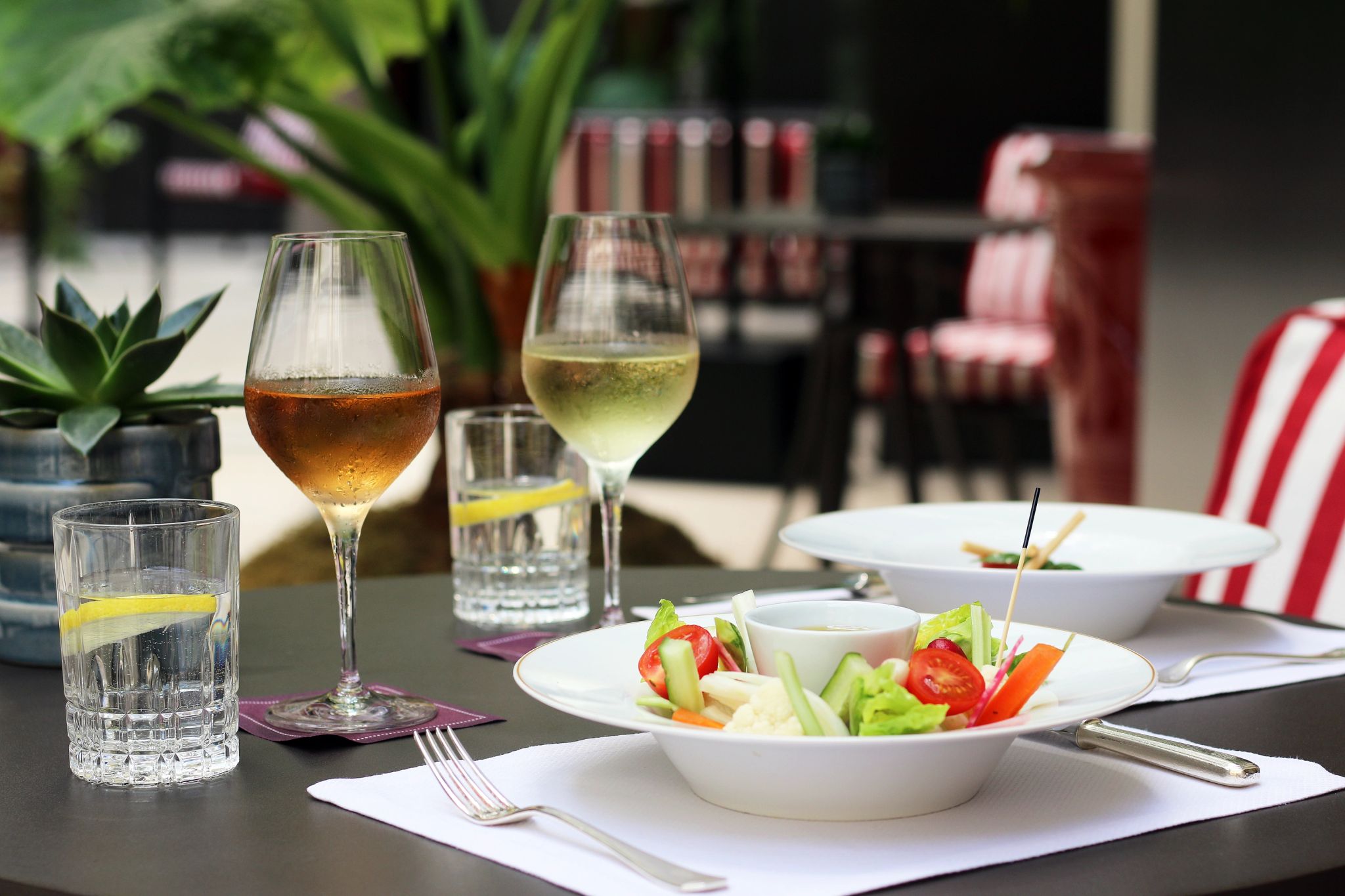 almoço no patio - alta gastronomia