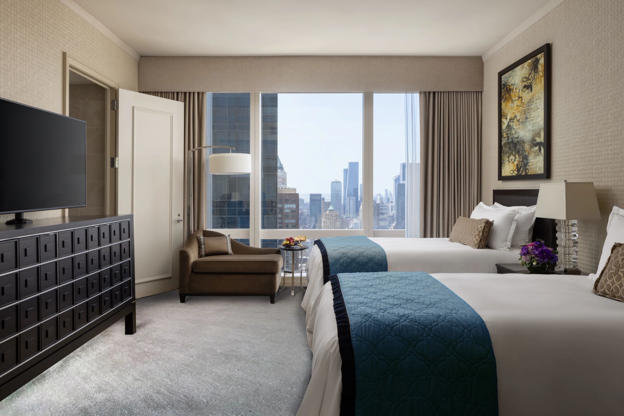 Hudson River View Twin quarto duplo - quarto com duas camas - camas twin