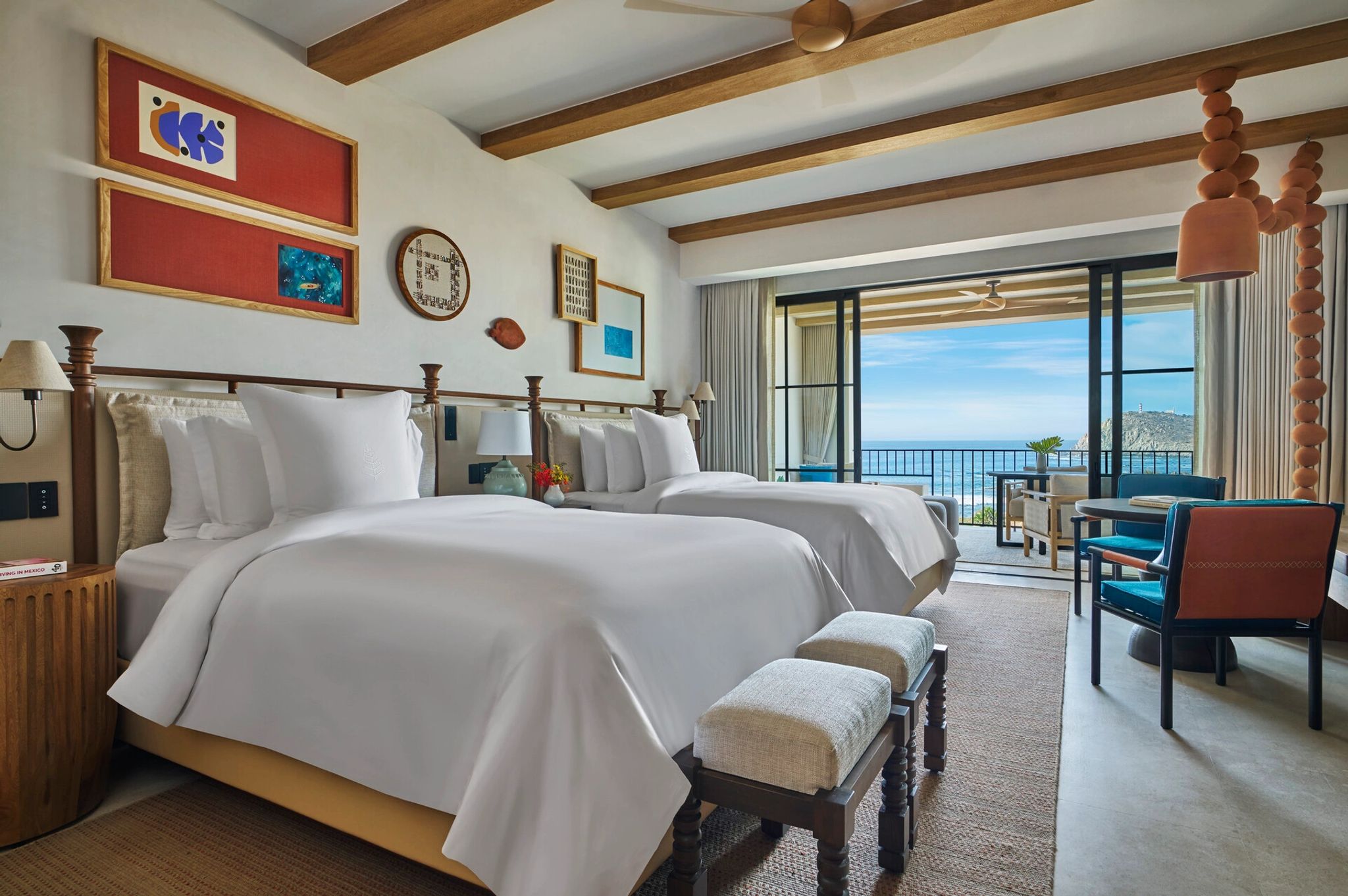 Ocean View La Casona Two Queen quarto frente mar - quatro com duas camas - camas queen