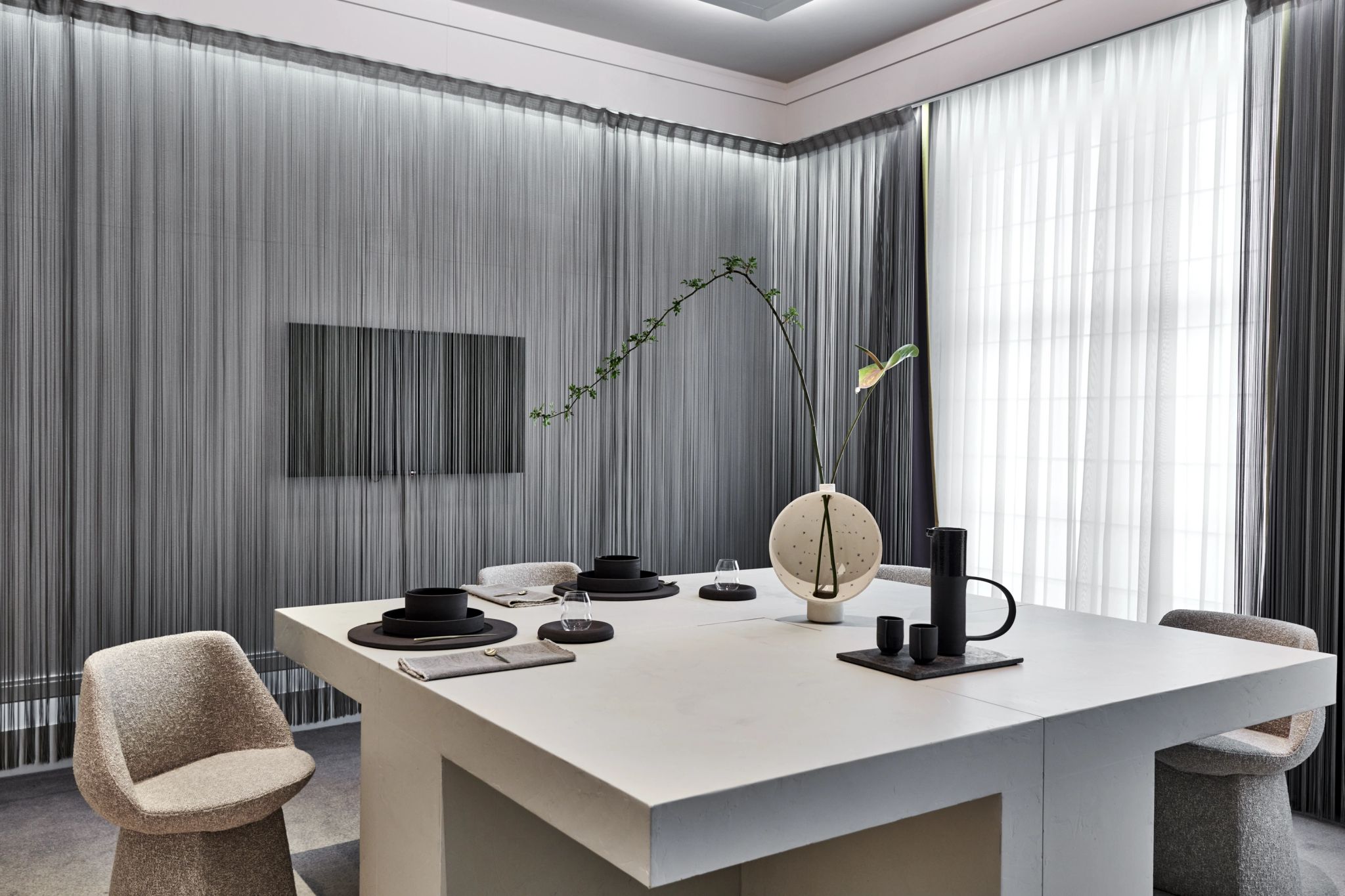 mesa de jantar – estetica clean - peças decorativas