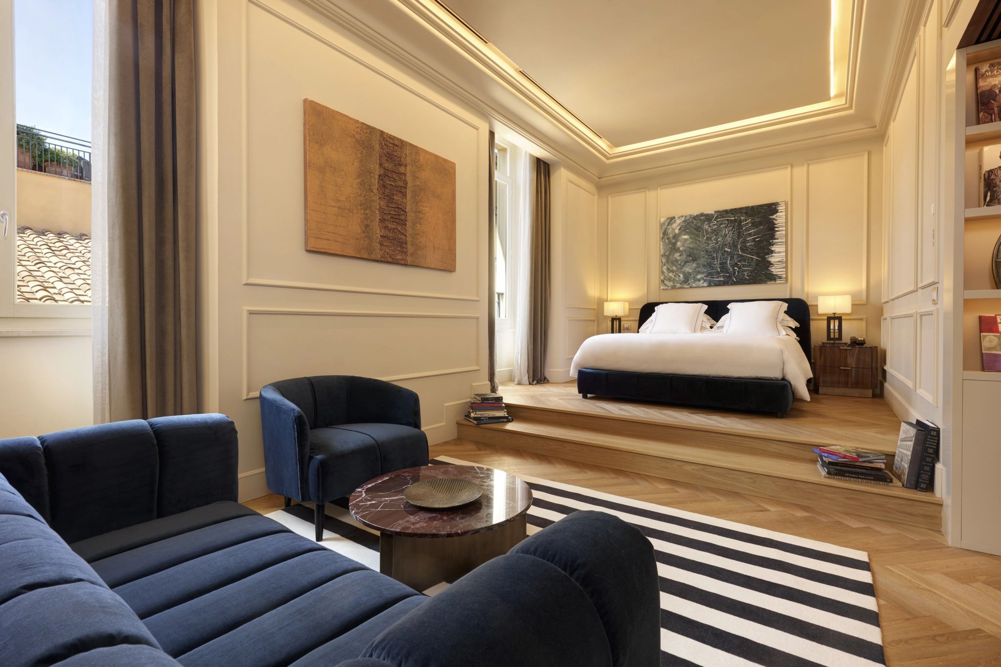 suite com sala - sala de estar - sofa confortavel