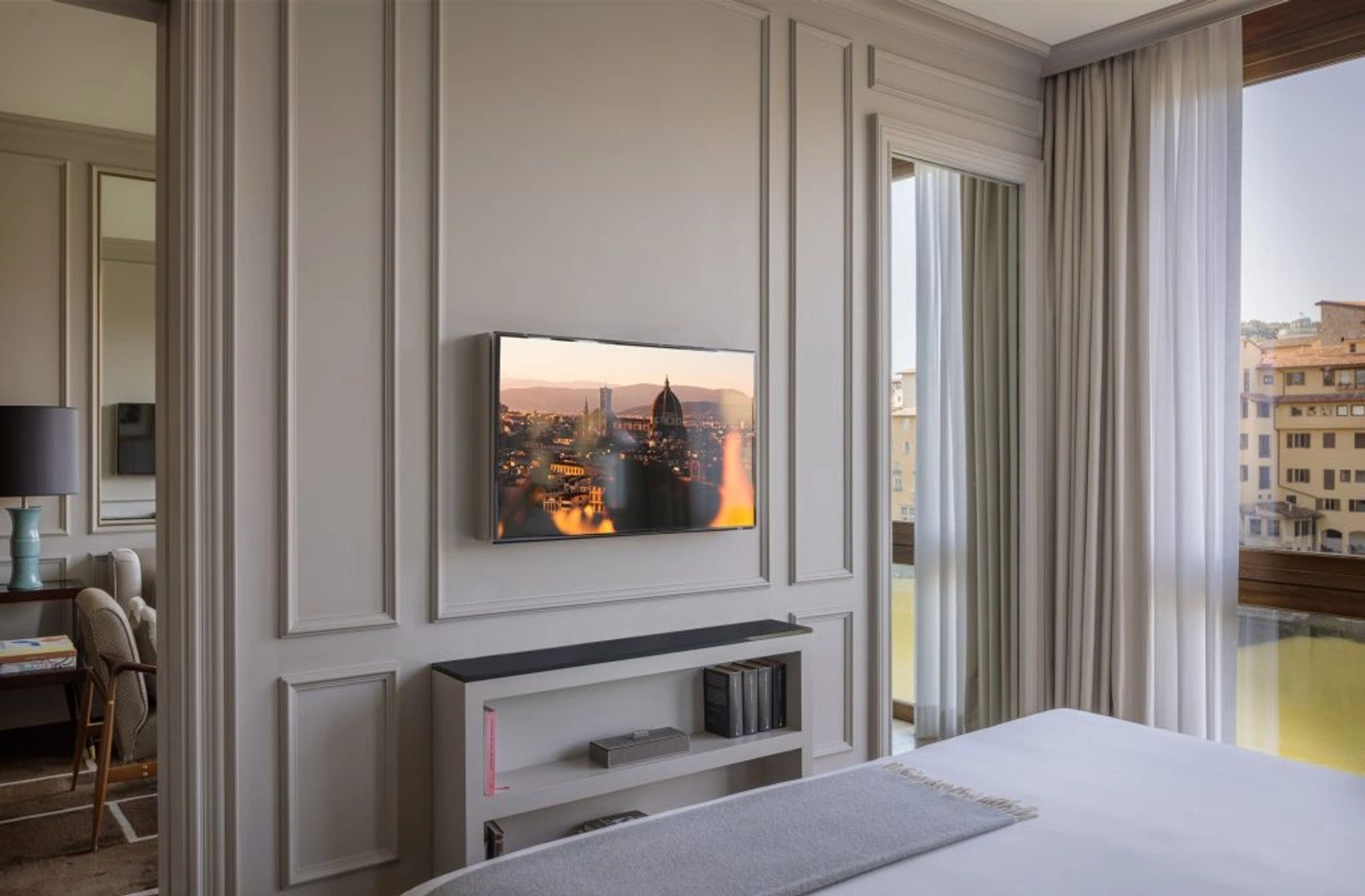 cama casal - quarto grande - decoracao minimalista