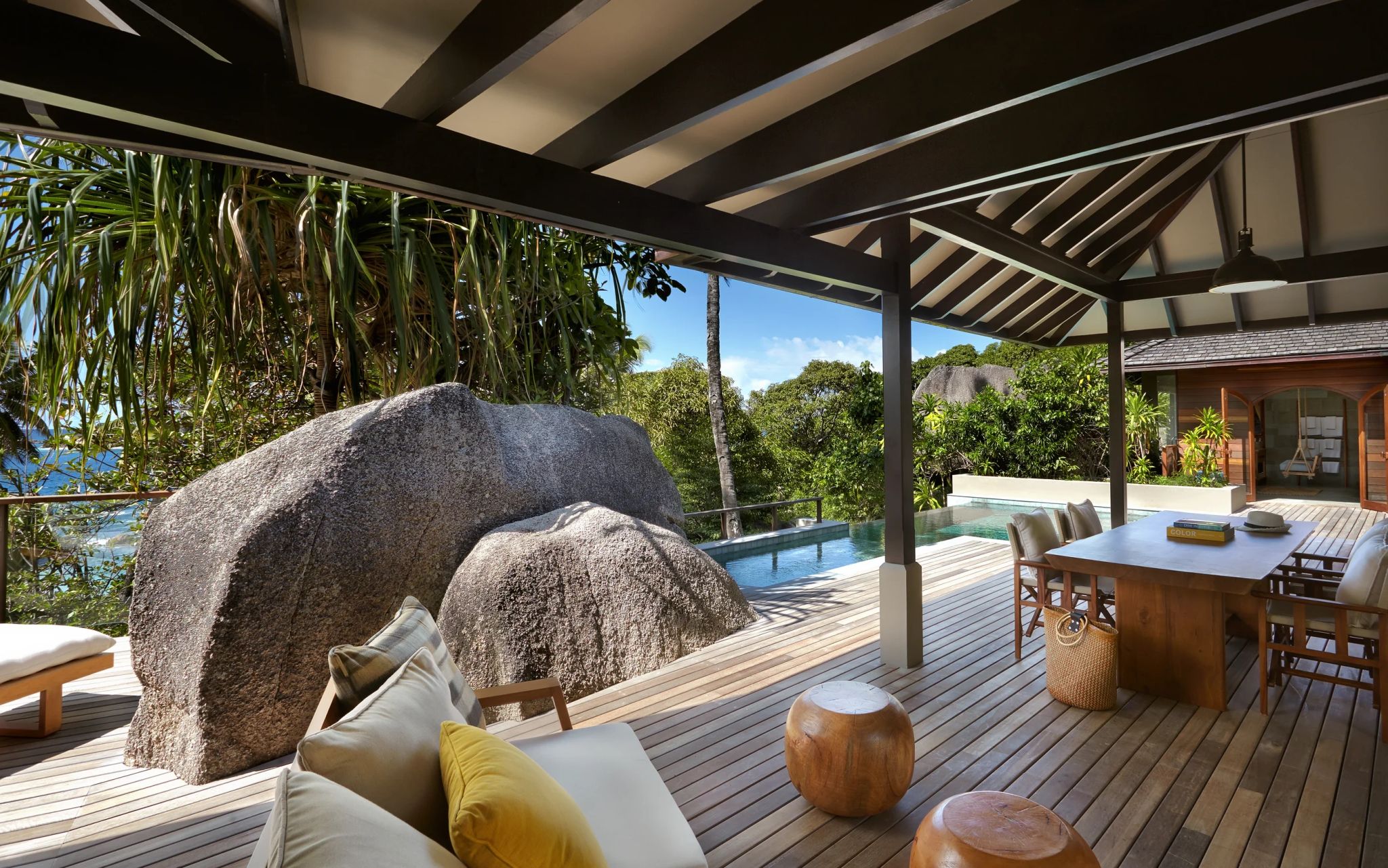 Two-Bedroom Pool Villa sala estar villa familia - living dois quartos - area estar seychelles
