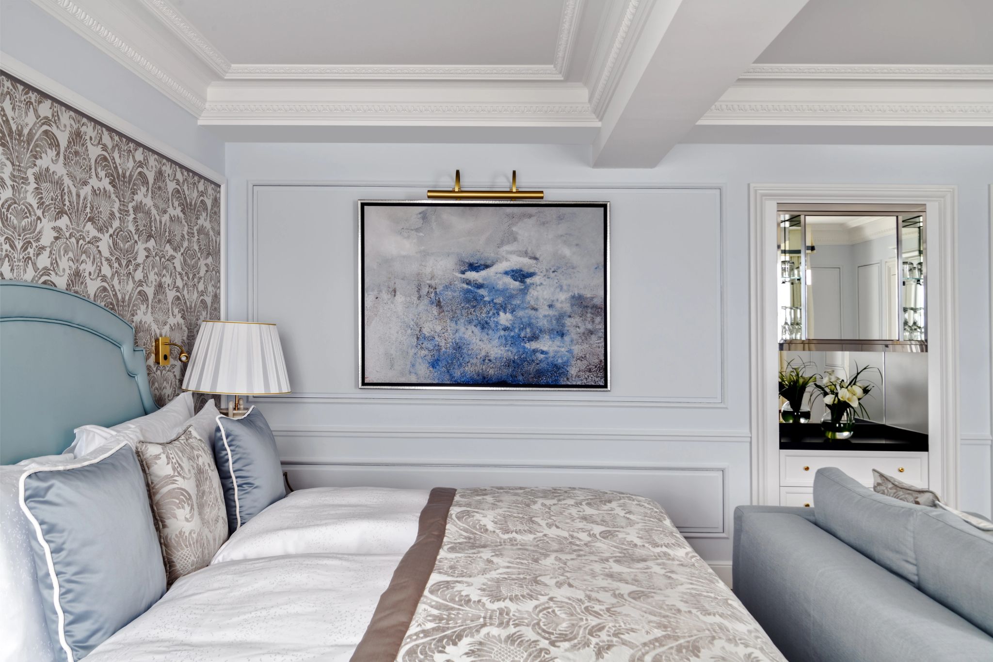 Deluxe Lake quarto de luxo - cama king-size – decoracao com arte