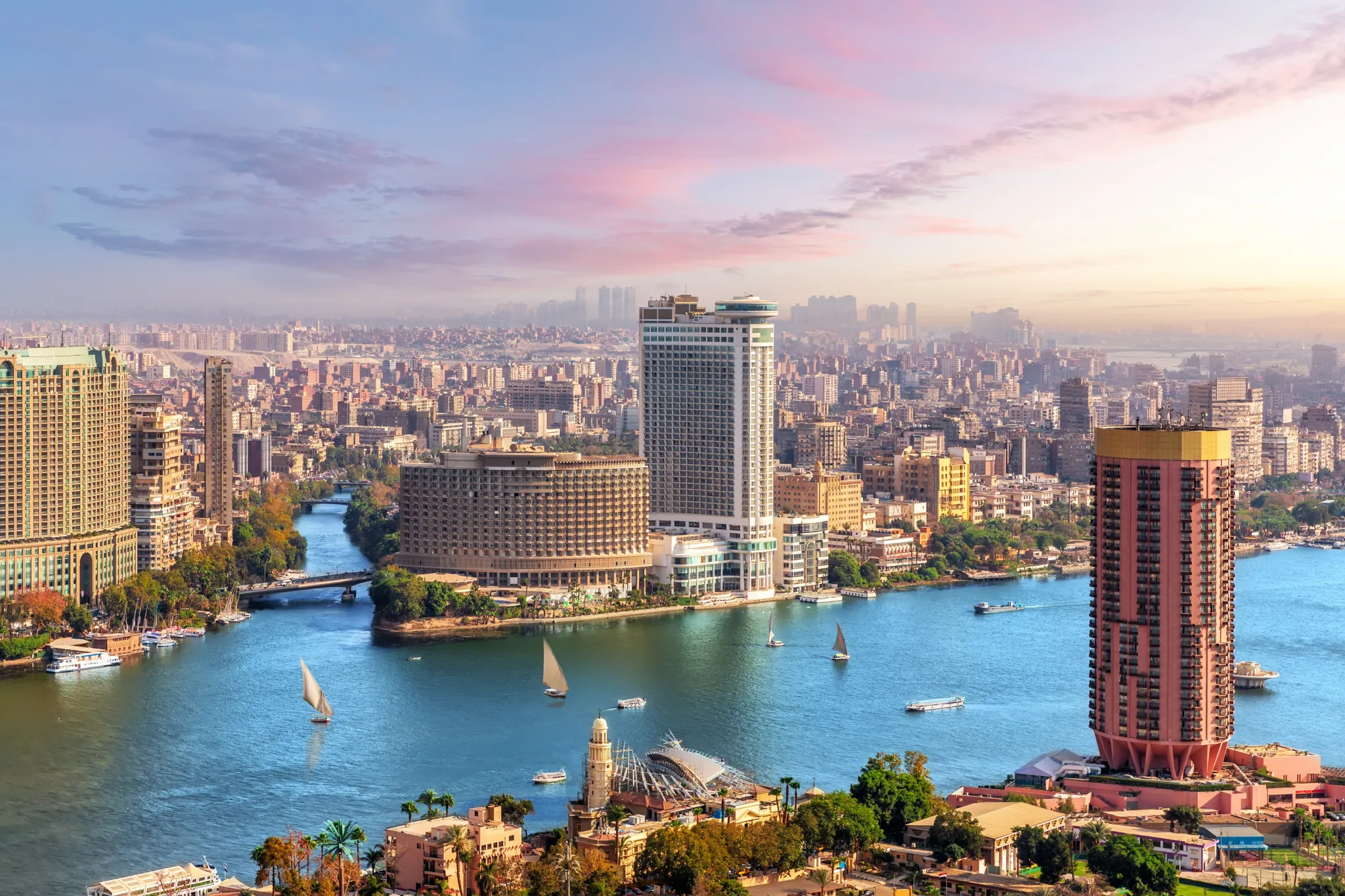vista aerea do cairo e rio nilo