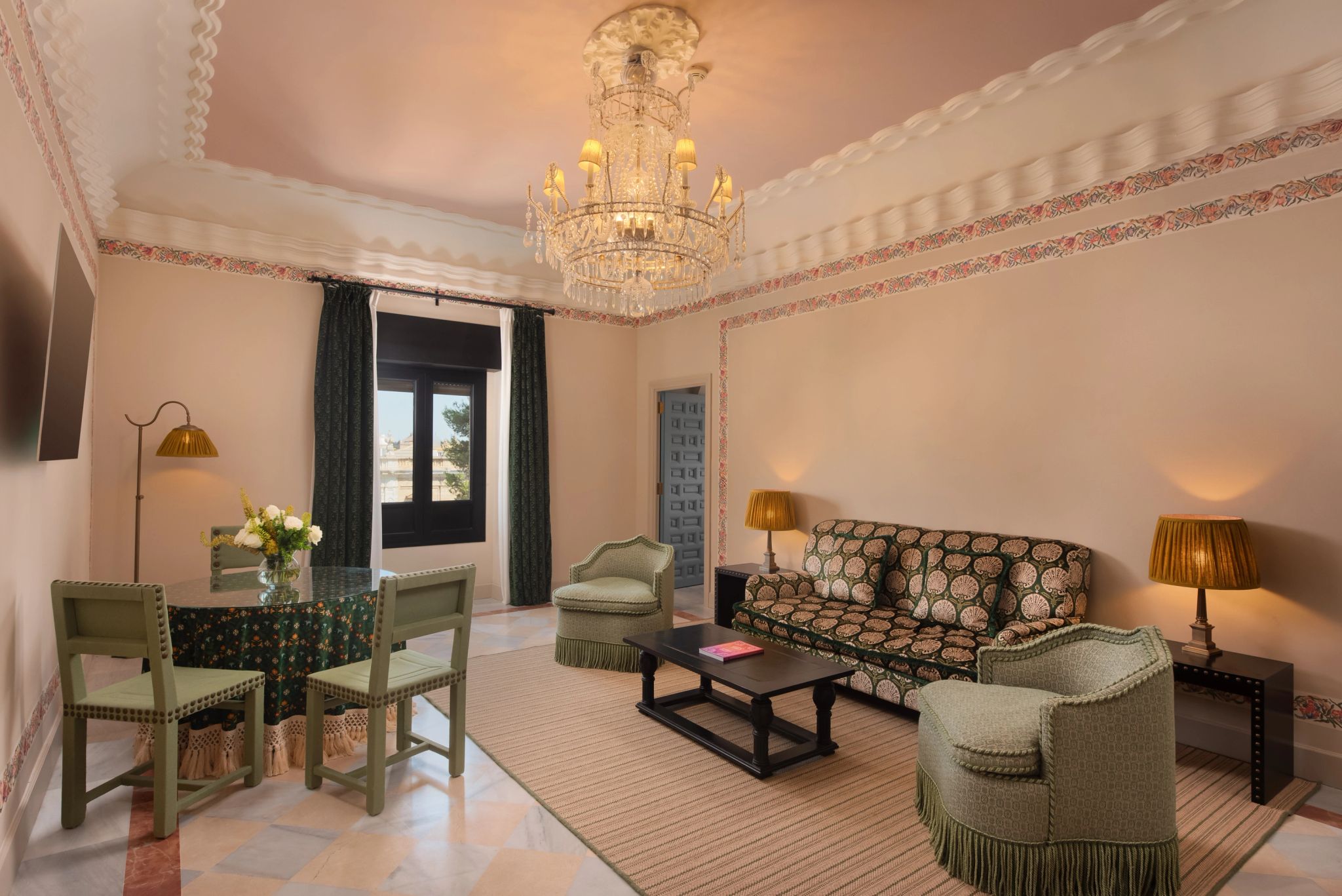 Premium Suite sofa estampado classico - mesa de jantar - sala de luxo