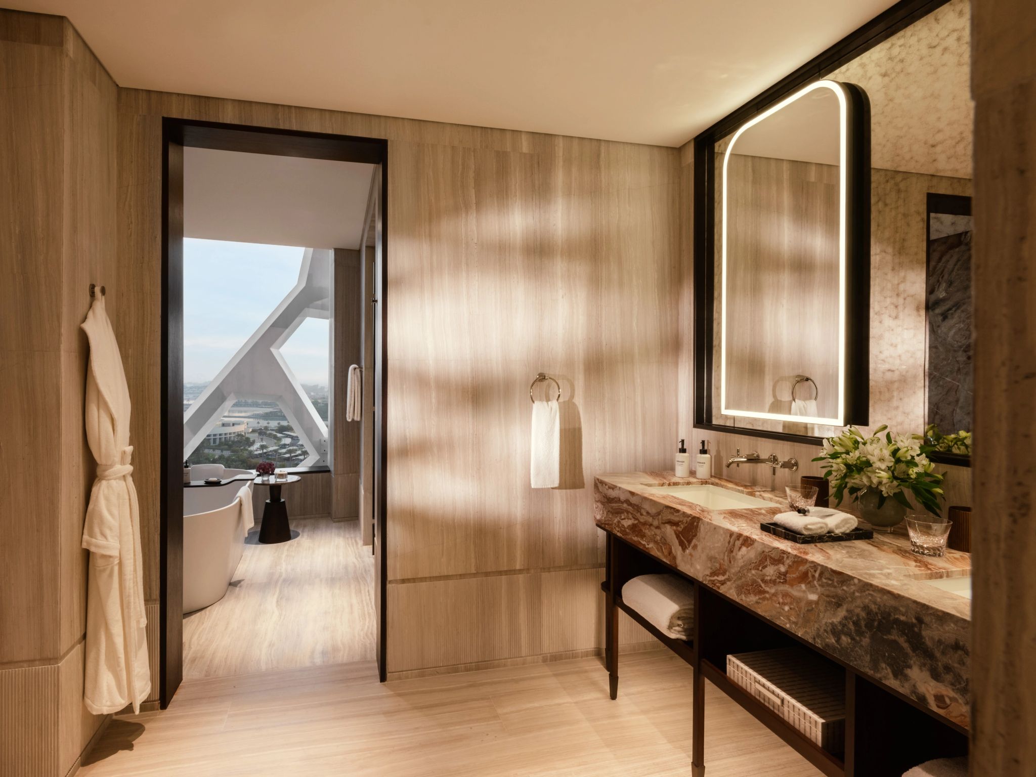 Reef Suite banheiro em marmore - banheira de imersao - banho premium