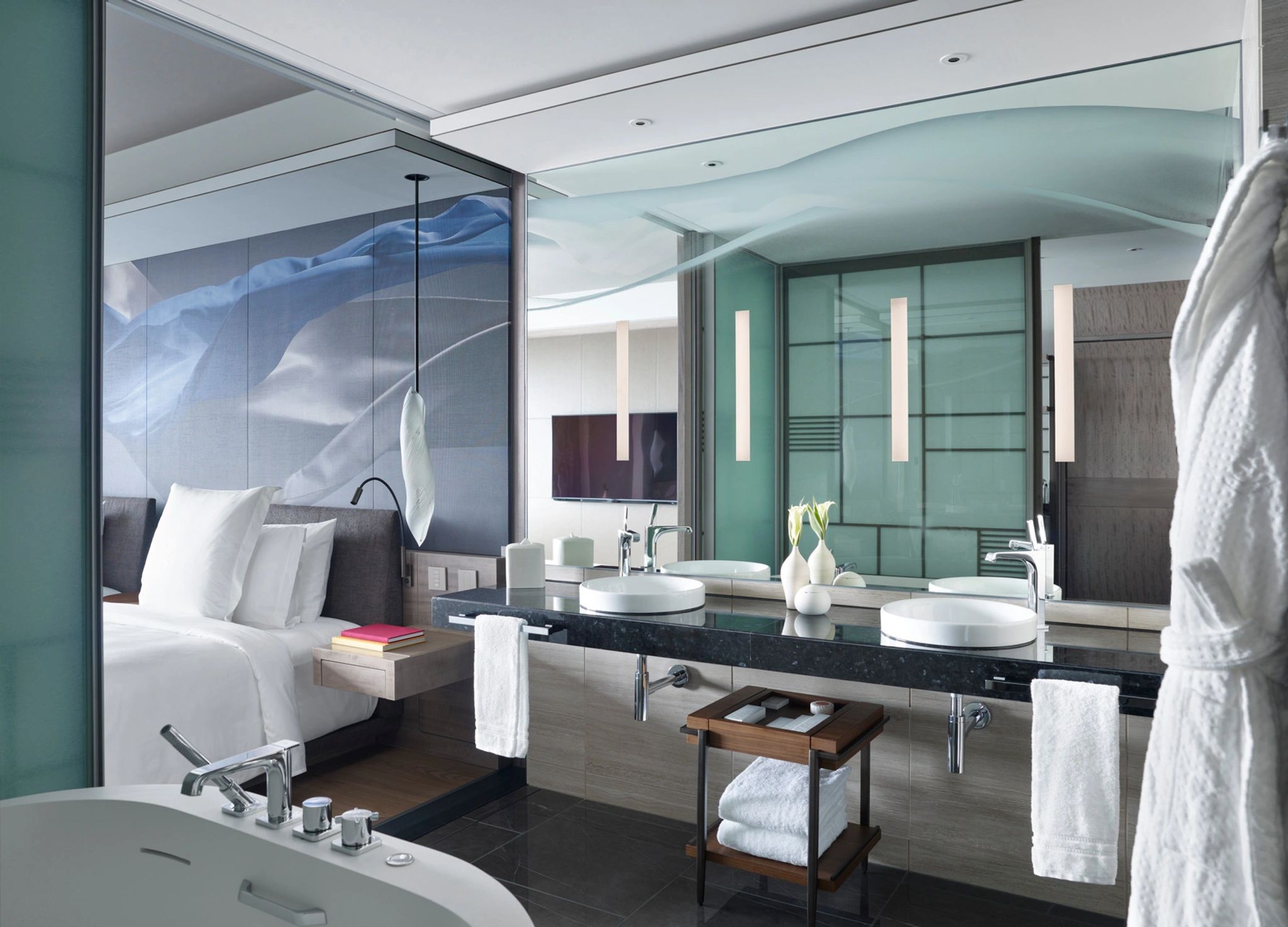 Superior City View Two Double quarto com banheira - banho premium - banheiro moderno