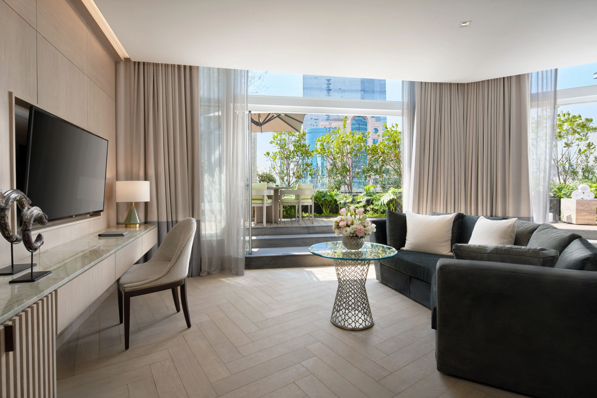 sala de estar – design de luxo - decoraçao moderna – suite com terraço