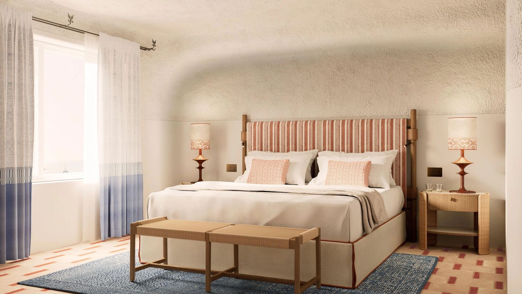 Dolce Vita Junior Suite with Terrace cama king size - design linhas curvas - quarto estilo mediterraneo