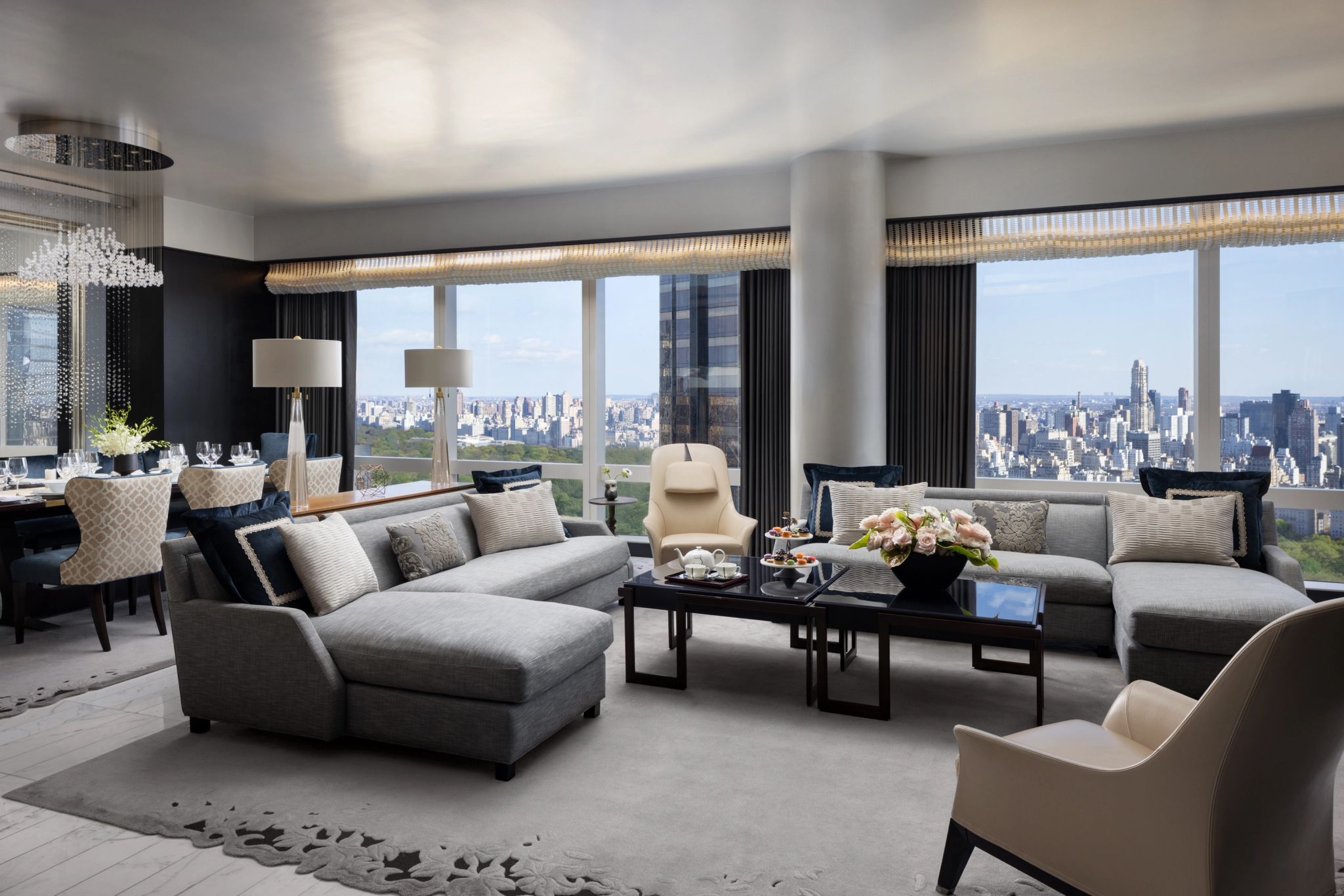 Suite 5000 sala de estar - sala moderna - sala vista nova york - sala chique
