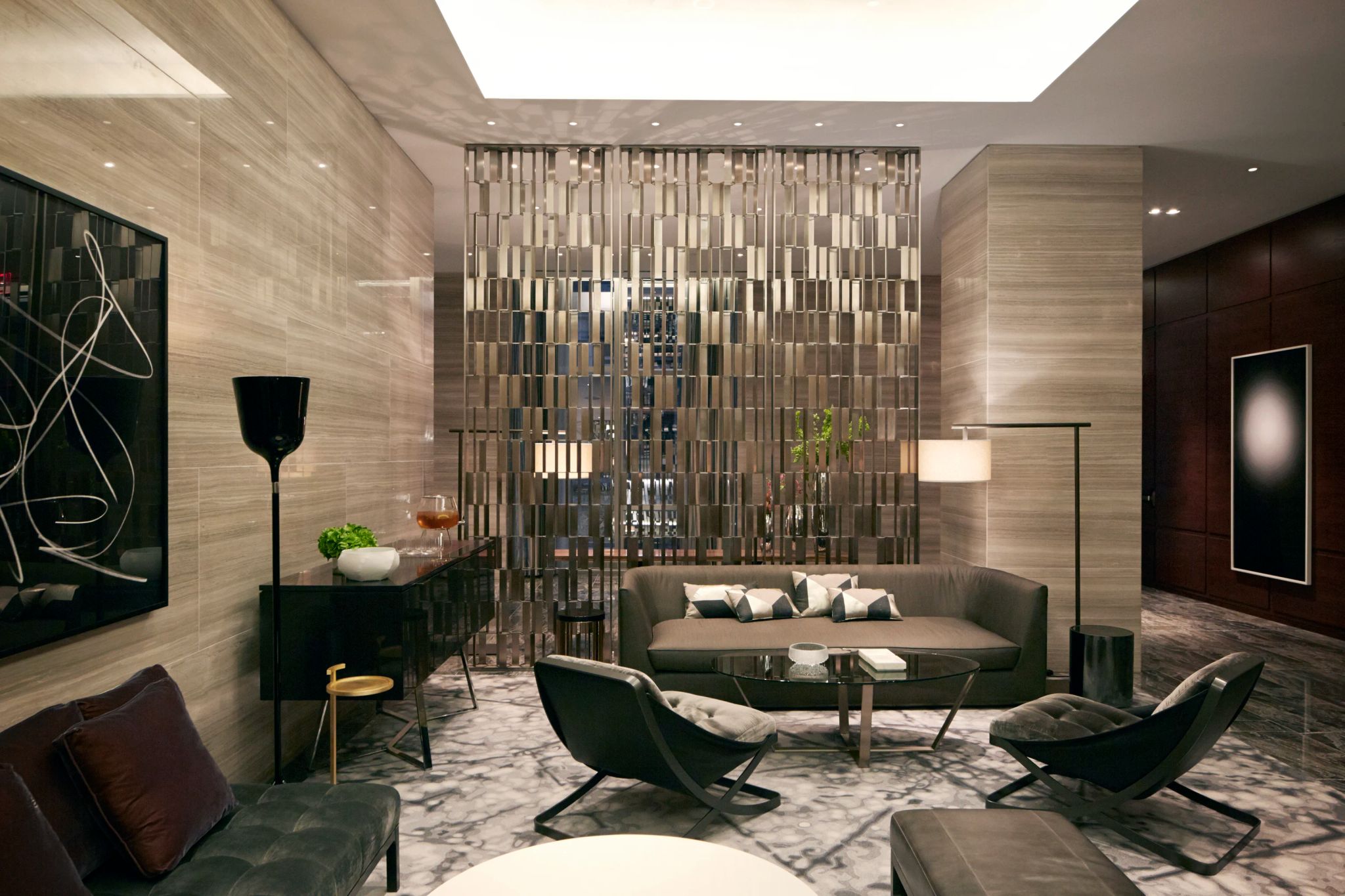 areas comuns - sala de estar moderna - lobby de luxo - park hyatt new york