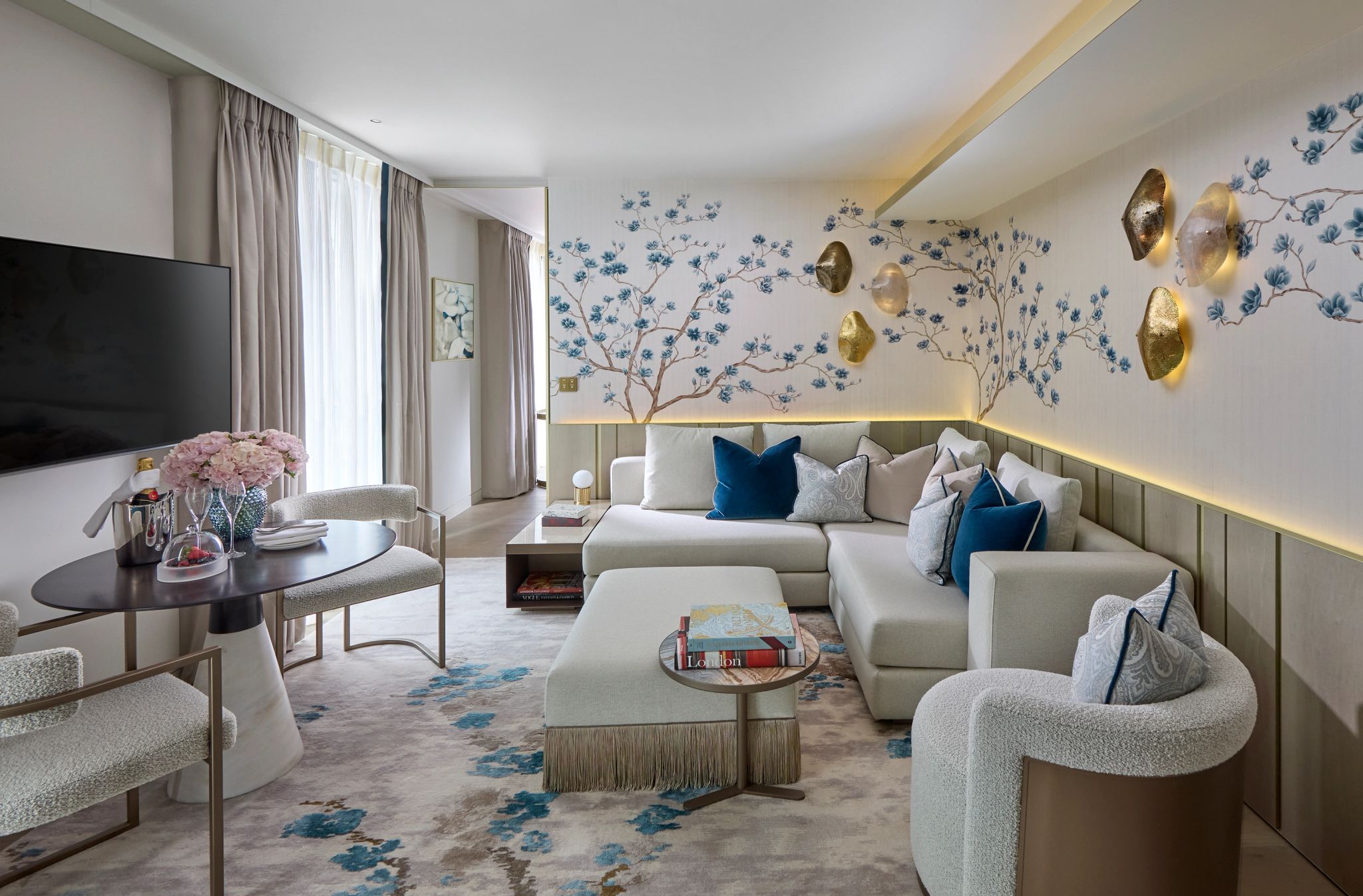 papel de parede - flor de cerejeira - decoraçao moderna - sala privativa – suite moderna