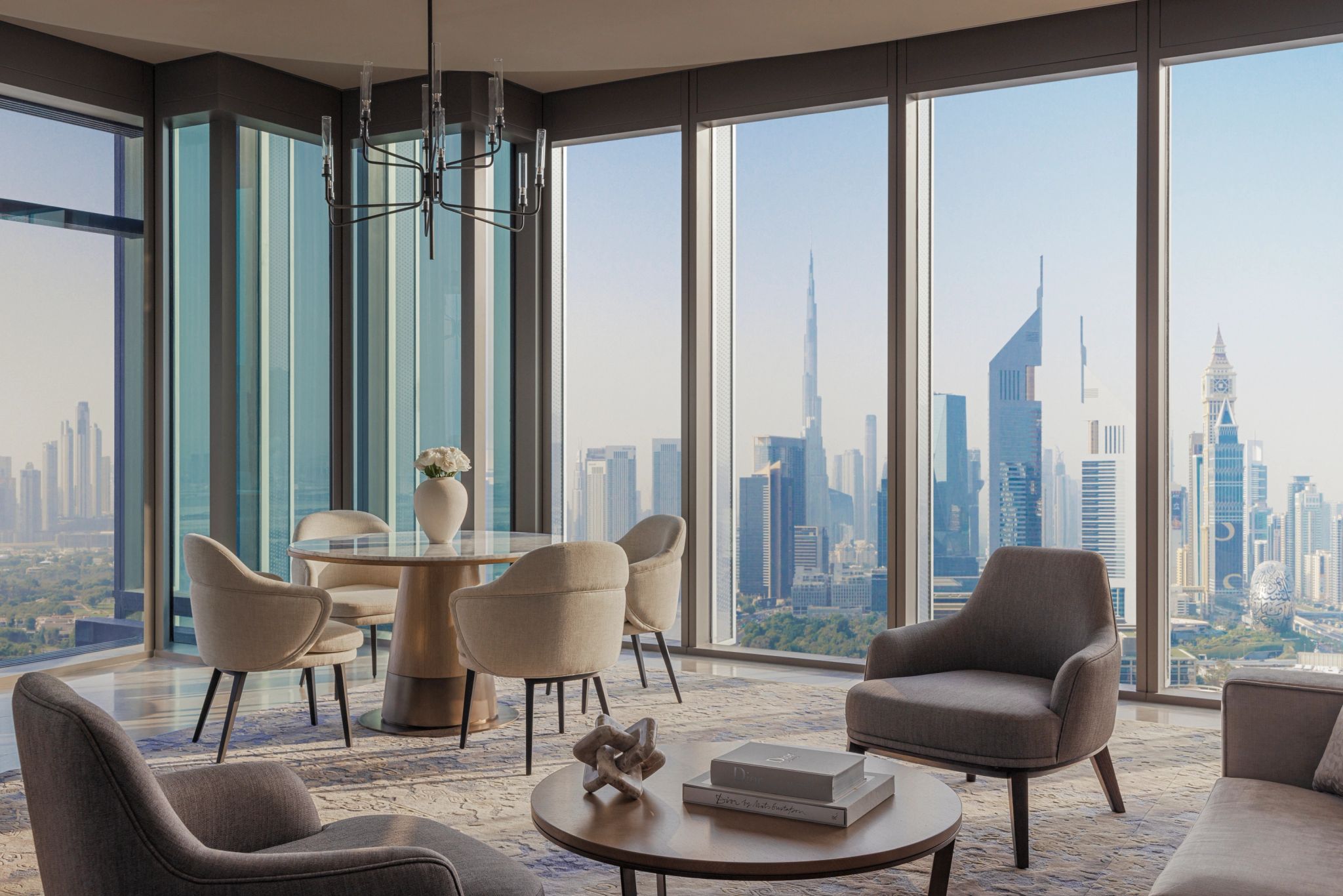 vista cidade dubai - sala de estar – design moderno 