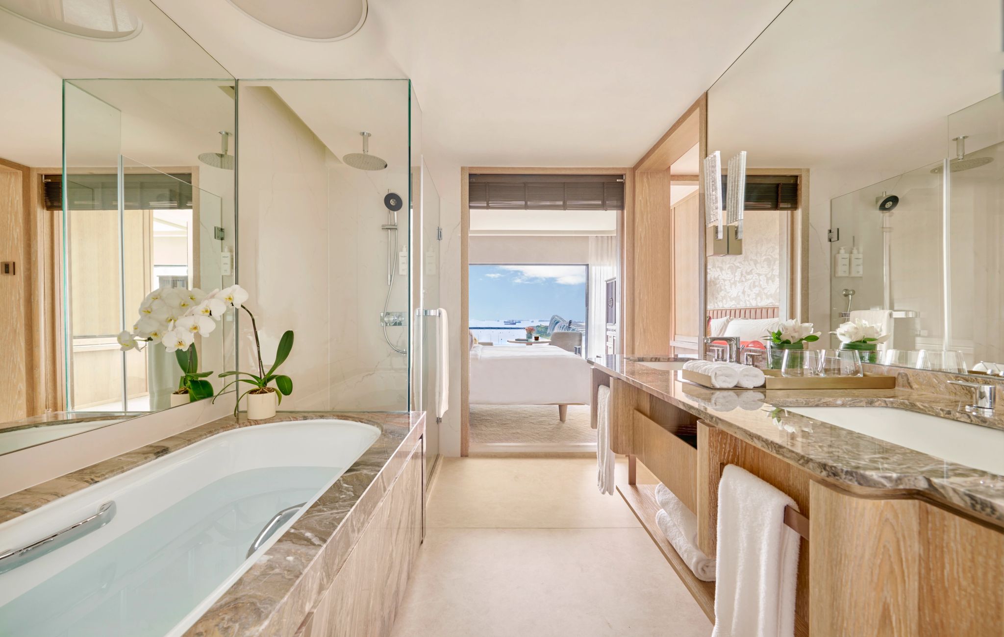 Sea View King banheiro de hotel – mandarin oriental - quarto com banheira - banheira de imersao
