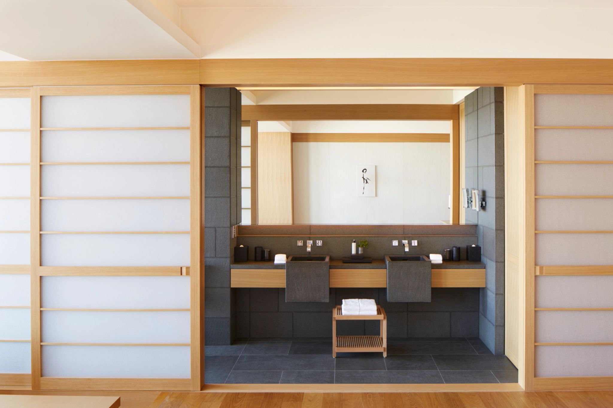 banheiro com pia dupla - banheiro tecnologia japonesa - decoraçao japonesa