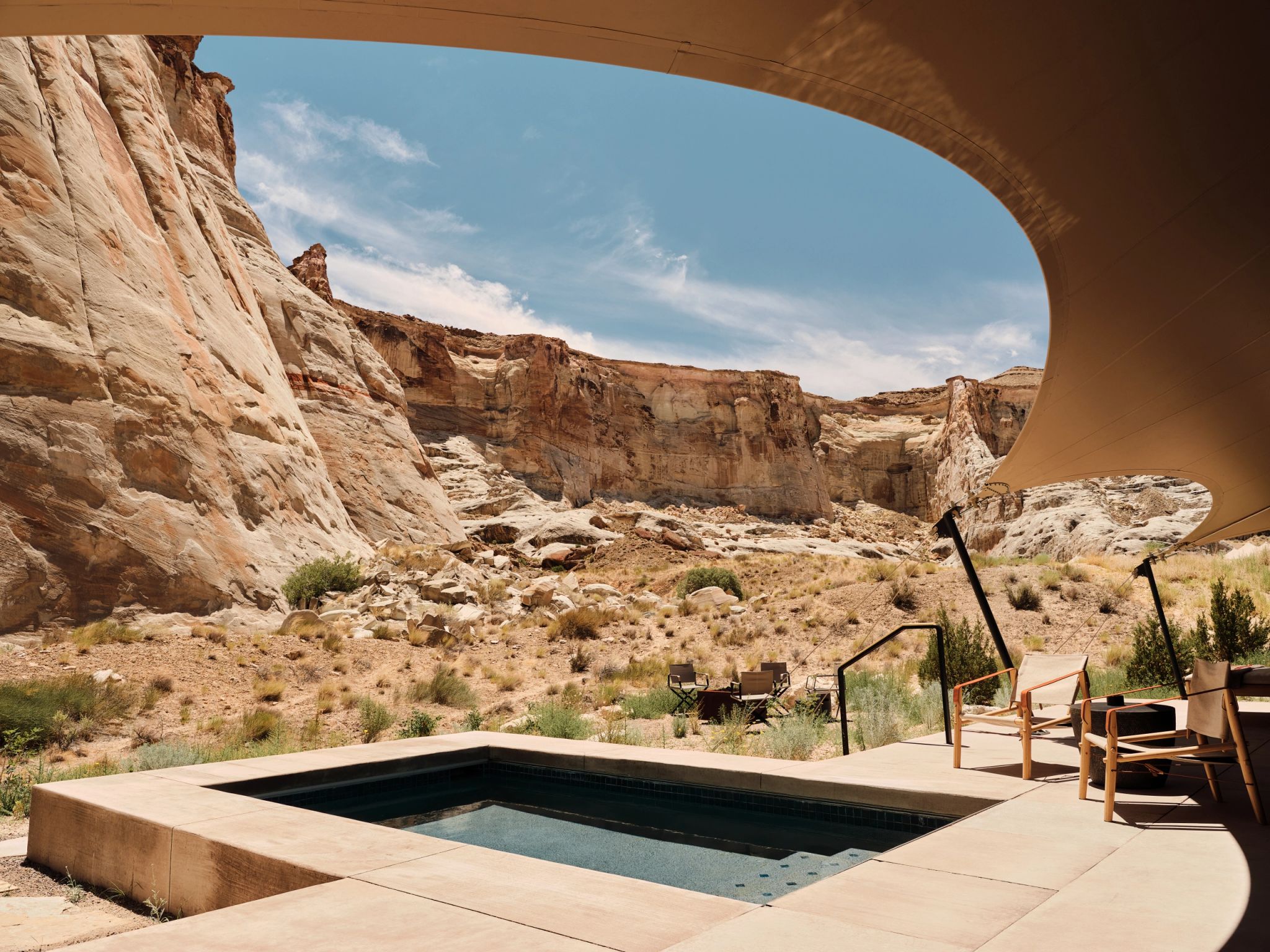 piscina externa - piscina ao ar livre - vista montanhas - deserto de utah