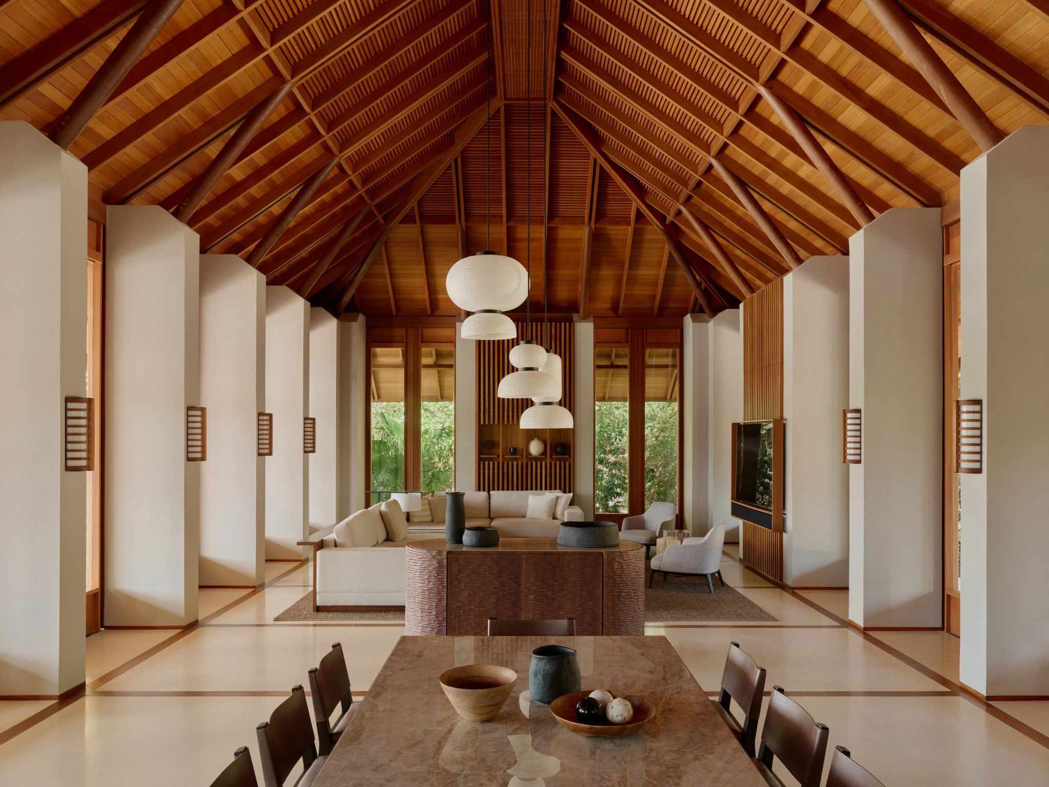 Four Bedroom Tranquility Villa vila de luxo - sala de estar - sala de jantar