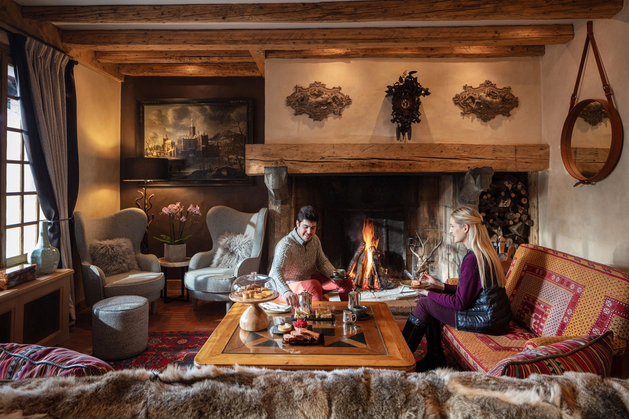 bar rustico - bar com lareira - bar em megeve - bar tradicional - culinaria francesa