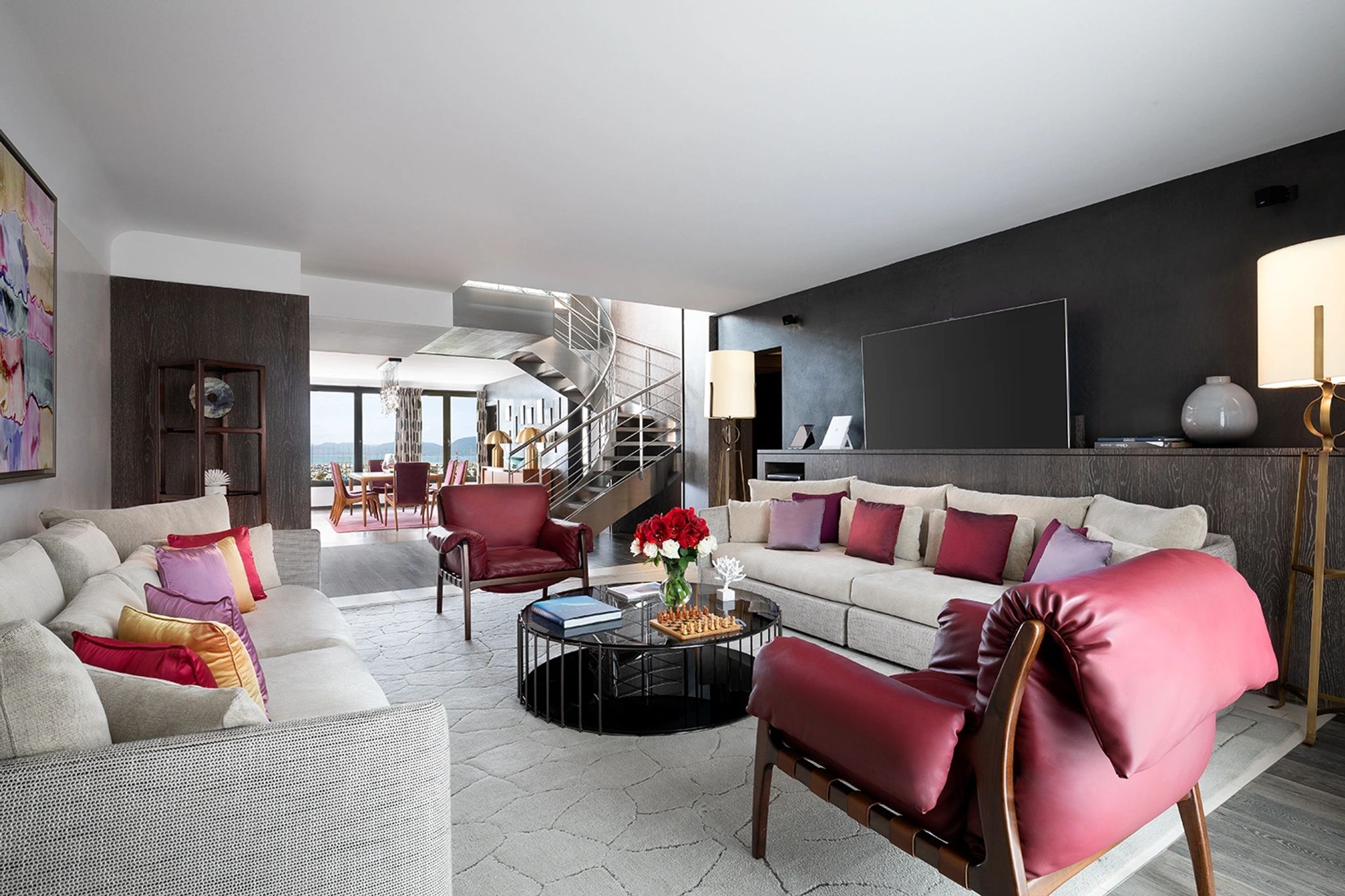 Suíte Dolce Vita suite dolce vita hotel de paris saint tropez-sala de estar quarto luxo-design contemporaneo vista ampla