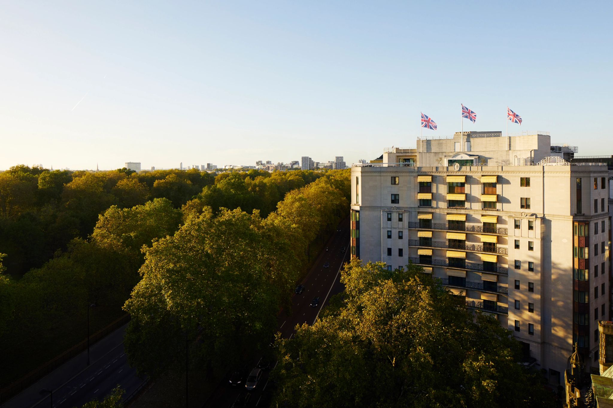 por do sol do hotel - fachada the dorchester - hotel em londres